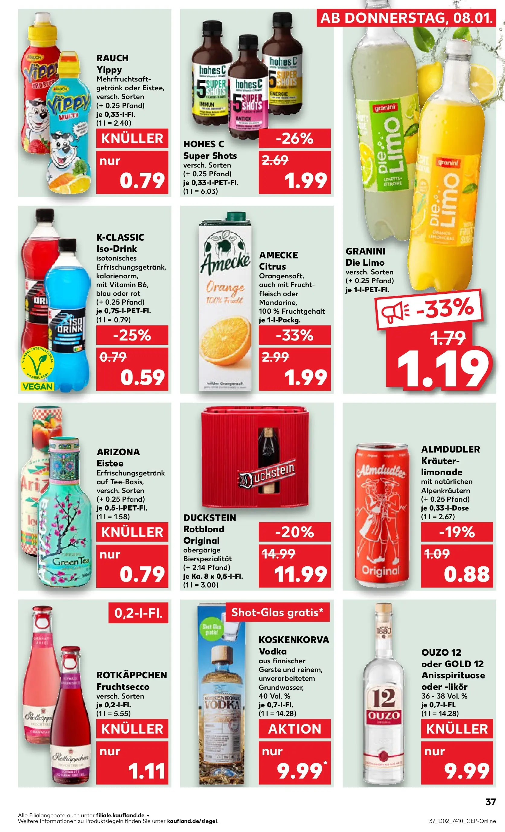 Prospekt Kaufland ab 08.01.2026 » Angebote Online zum Blättern | Seite: 37 | Produkte: Limonade, Granini, Vodka, Fleisch