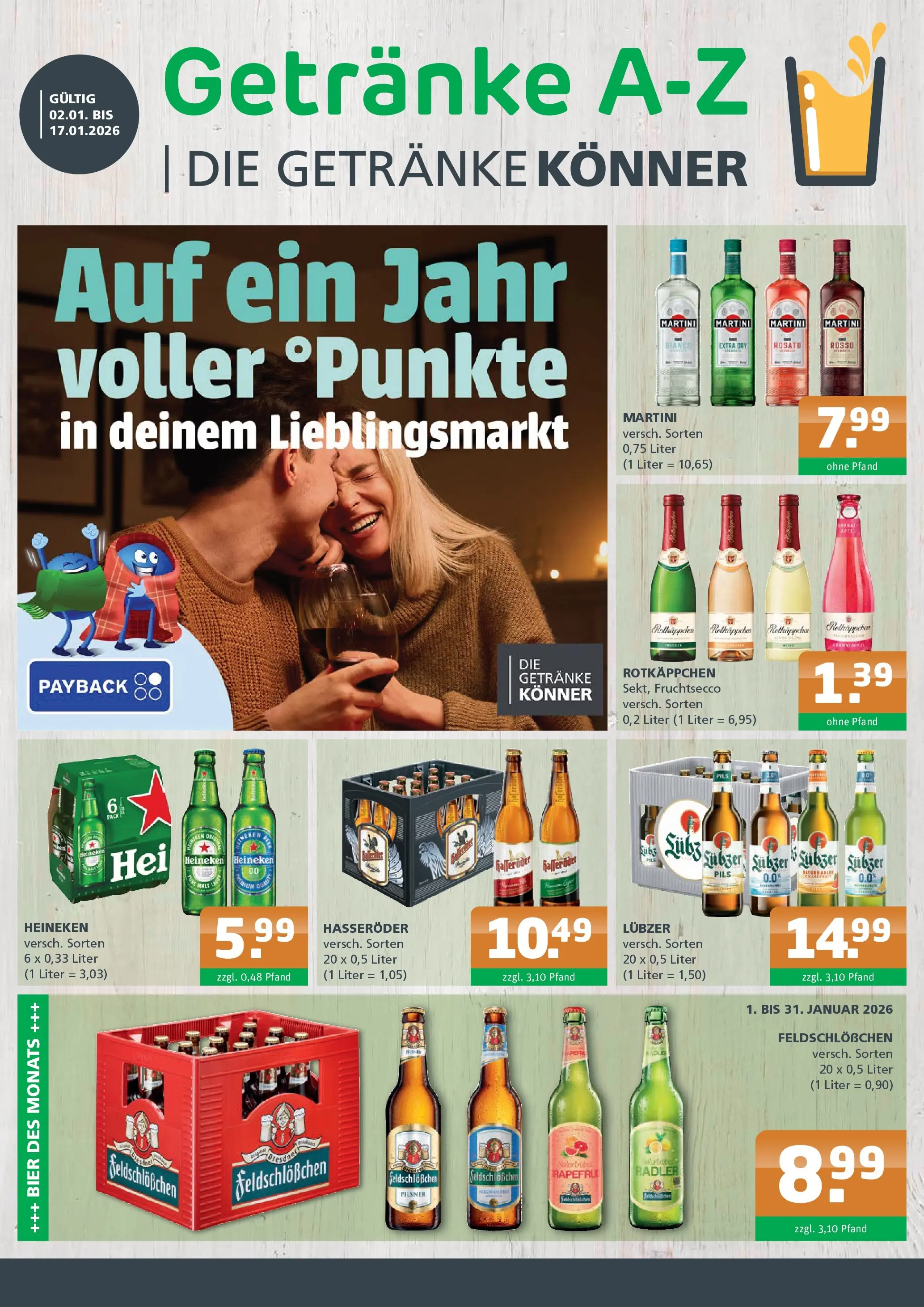 Entdecke - Getränke A-Z: Getränkeangebote (ab 01.01.2026) zum Blättern | Seite: 1 | Produkte: Bier, Fruchtsecco, Radler, Rotkäppchen