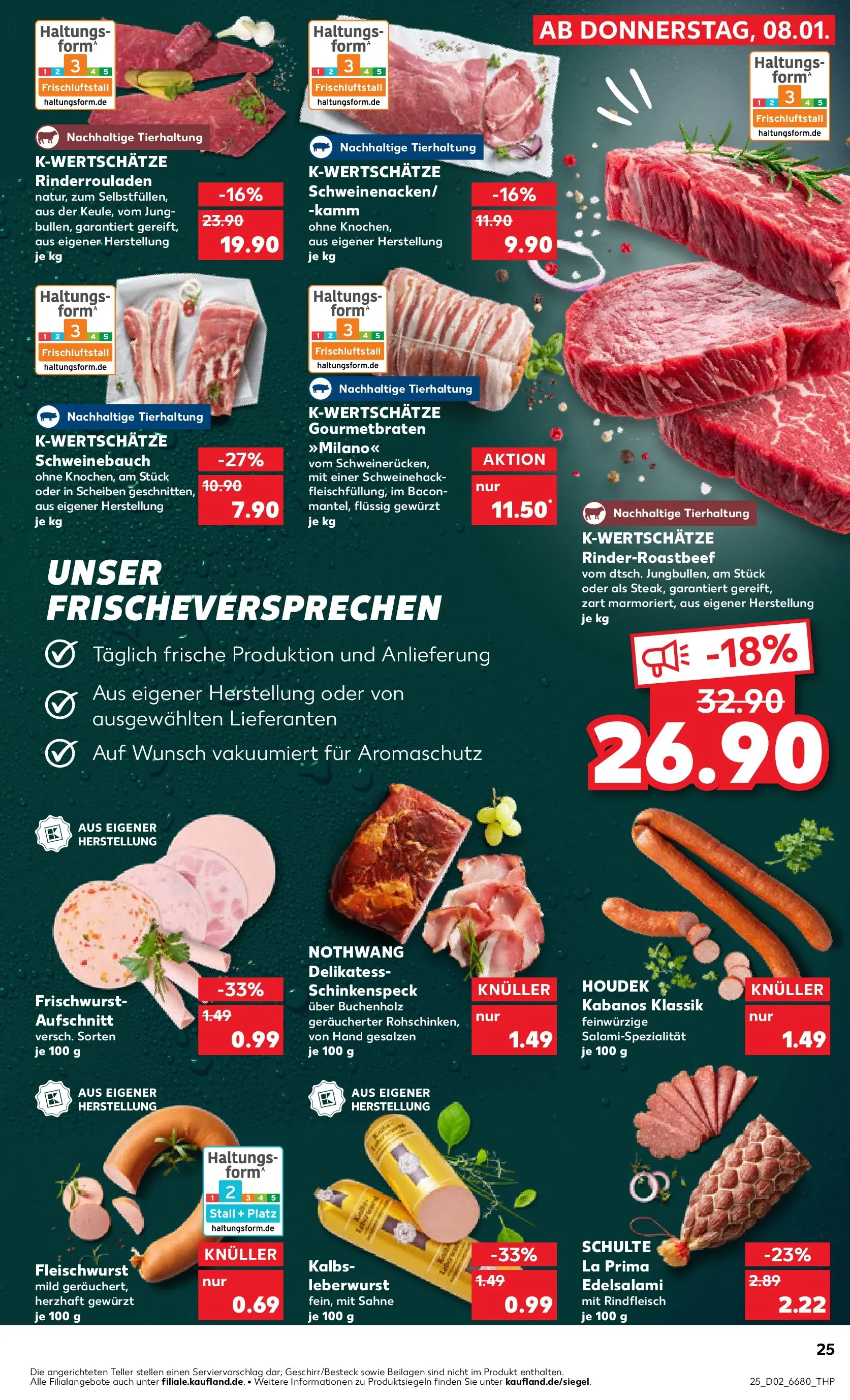Prospekt Kaufland ab 08.01.2026 » Angebote und Werbung Online | Seite: 25 | Produkte: Rinderrouladen, Salami, Rindfleisch, Sahne Prospekt Kaufland ab 08.01.2026 » Angebote Online zum Blättern | Seite: 25 | Produkte: Rinderrouladen, Salami, Rindfleisch, Sahne