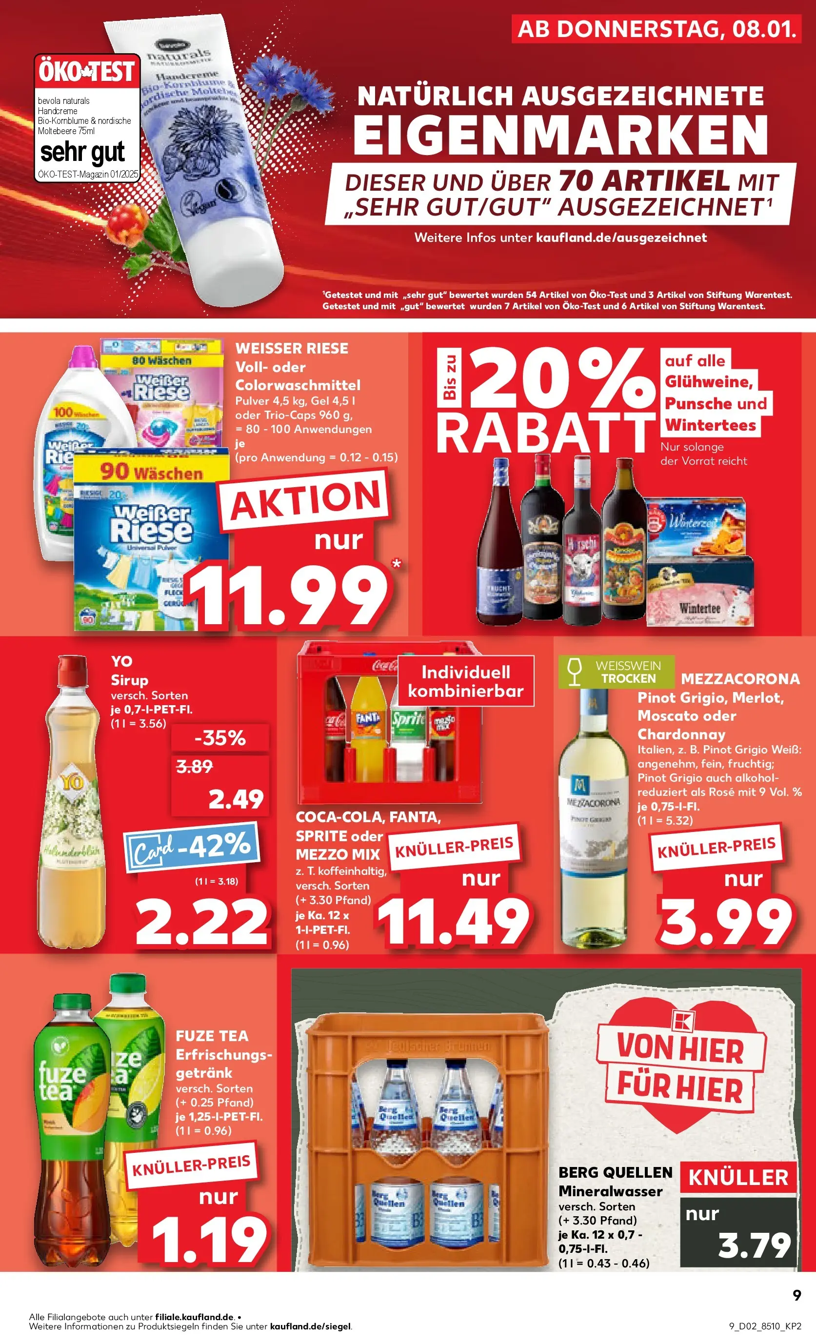 Prospekt Kaufland ab 08.01.2026 » Angebote Online zum Blättern | Seite: 9 | Produkte: Fuze tea, Sprite, Sirup, Oder mezzo mix
