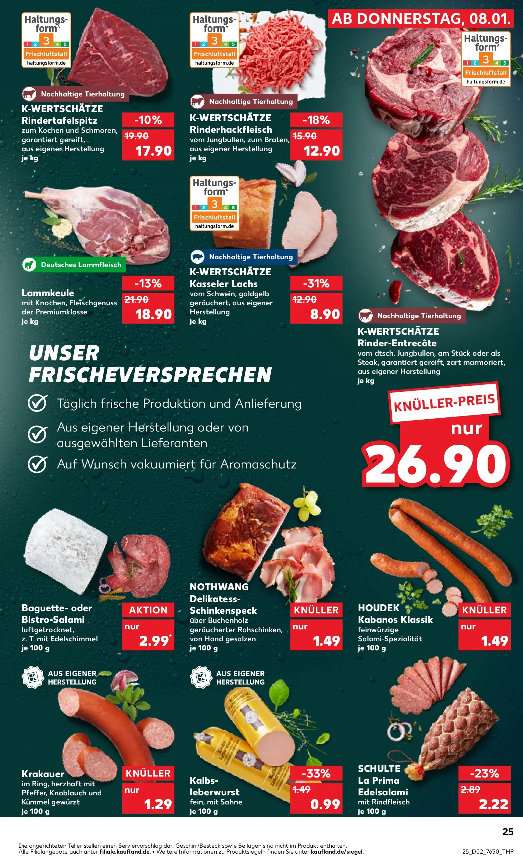 Prospekt Kaufland ab 08.01.2026 » Angebote Online zum Blättern | Seite: 25 | Produkte: Lachs, Salami, Rindfleisch, Sahne