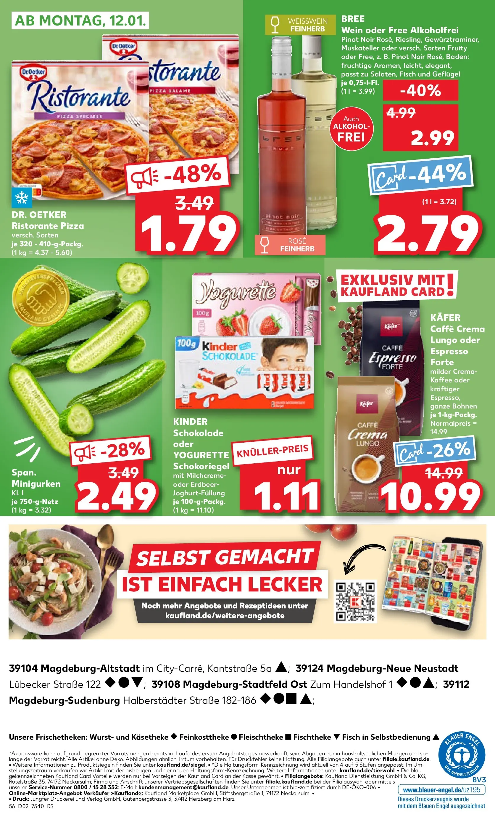 Prospekt Kaufland ab 08.01.2026 » Angebote Online zum Blättern | Seite: 56 | Produkte: Kinder schokolade, Yogurette, Bree, Pizza