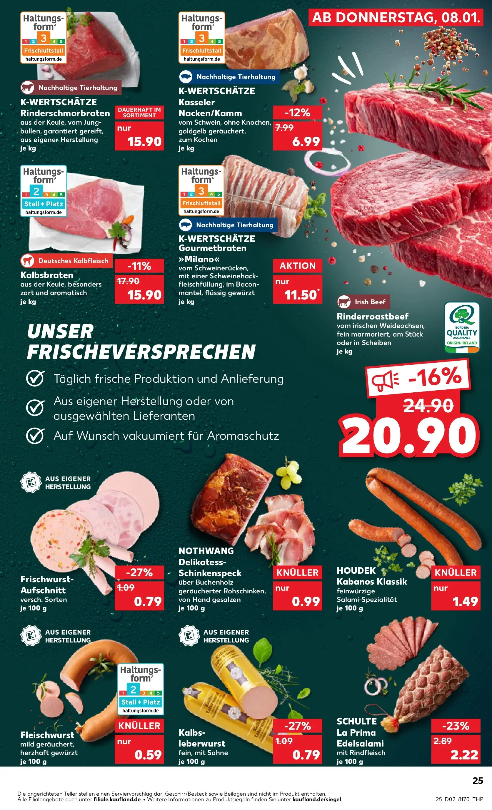 Prospekt Kaufland ab 08.01.2026 » Angebote Online zum Blättern | Seite: 25 | Produkte: Salami, Rindfleisch, Sahne