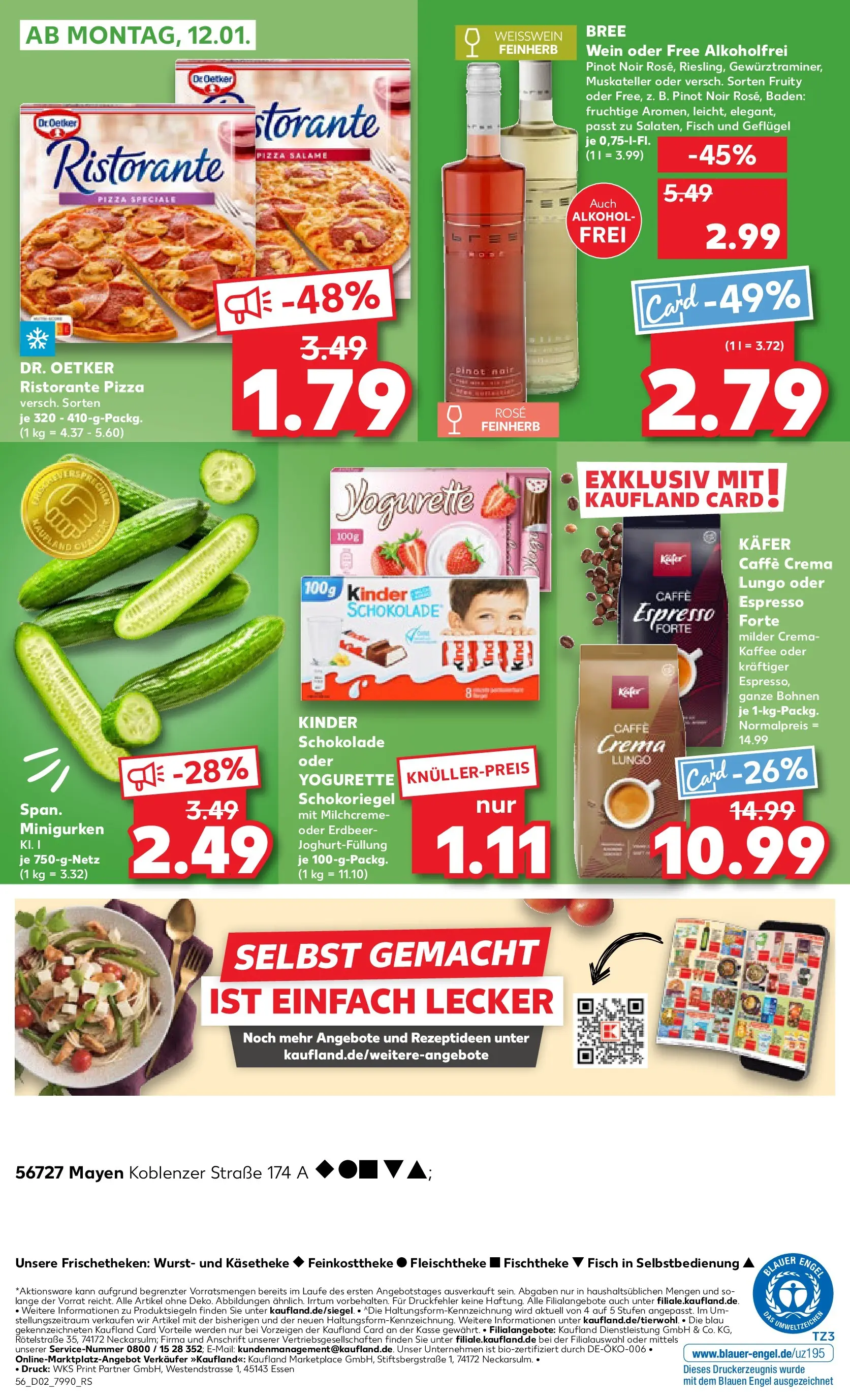 Prospekt Kaufland ab 08.01.2026 » Angebote Online zum Blättern | Seite: 56 | Produkte: Ristorante, Kinder schokolade, Kaffee, Wurst