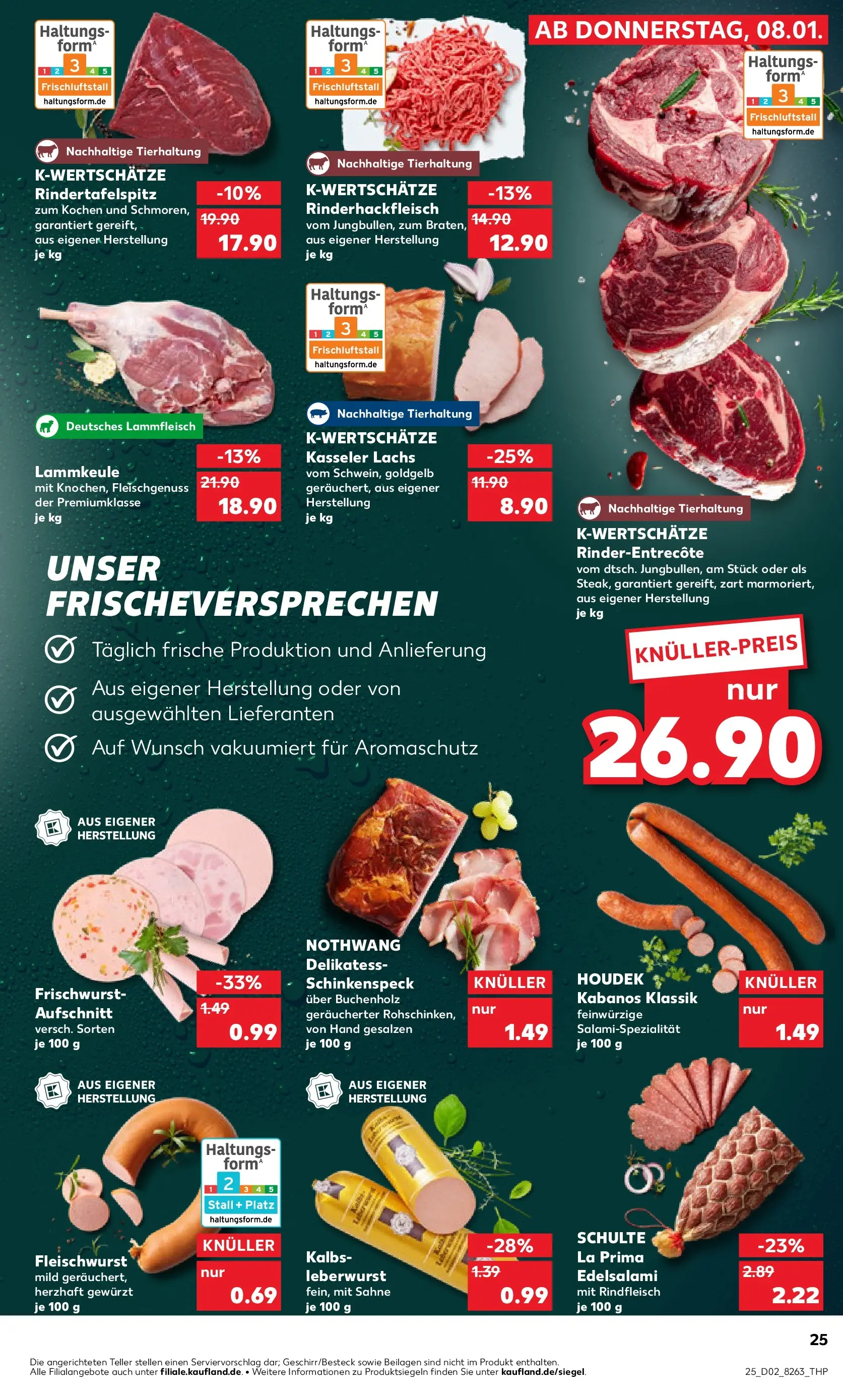 Prospekt Kaufland ab 08.01.2026 » Angebote und Werbung Online | Seite: 25 | Produkte: Lammkeule, Lachs, Salami, Rindfleisch Prospekt Kaufland ab 08.01.2026 » Angebote Online zum Blättern | Seite: 25 | Produkte: Lammkeule, Lachs, Salami, Rindfleisch