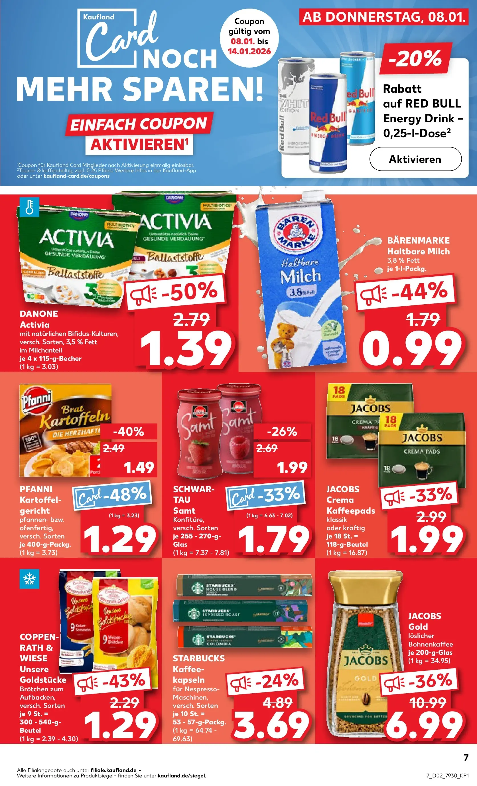 Prospekt Kaufland ab 08.01.2026 » Angebote und Werbung Online | Seite: 7 | Produkte: Activia, Kaffeepads, Milch, Kaffee Prospekt Kaufland ab 08.01.2026 » Angebote Online zum Blättern | Seite: 7 | Produkte: Activia, Kaffeepads, Milch, Kaffee