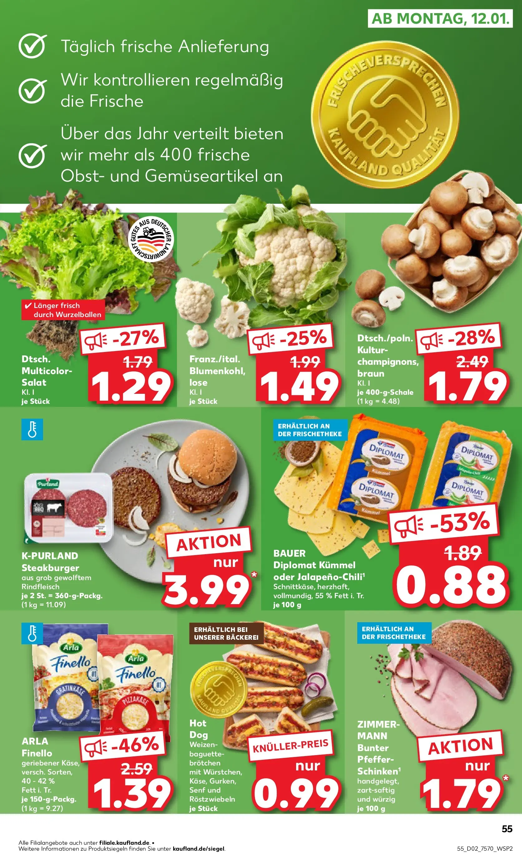 Prospekt Kaufland ab 08.01.2026 » Angebote Online zum Blättern | Seite: 55 | Produkte: Bäckerei, Burger, Obst, Rindfleisch