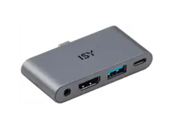ISY IAD 1019-1 4-in-1 Multiport Adapter, USB-A 3.1, HDMI 2.0 4K60p, PD 3.0 100W, Aluminium, Grau
