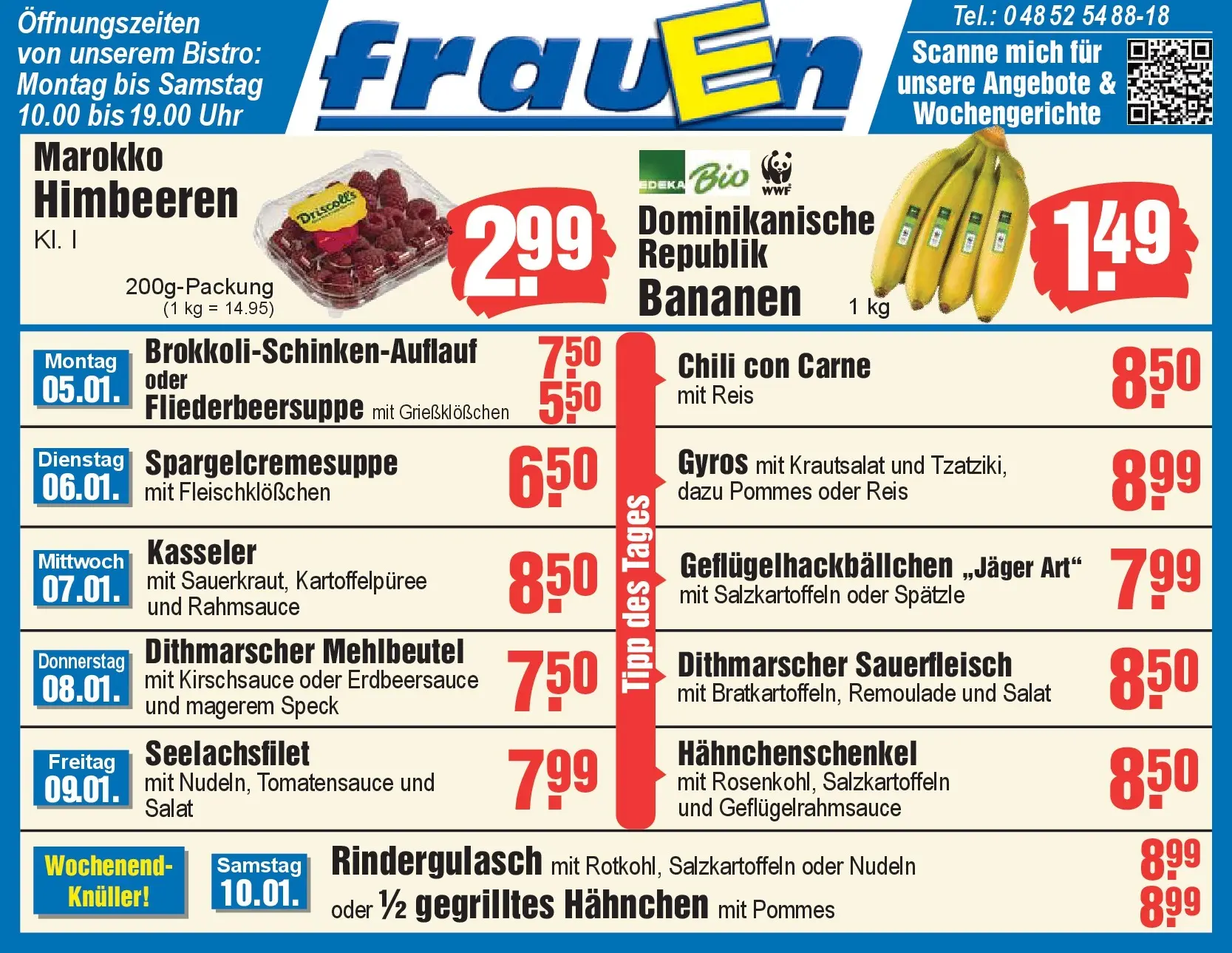 Edeka prospekt Heide	 (ab 04.01.2026) » Angebote Online | Seite: 1 | Produkte: Hahnchen, Hahnchenschenkel, Pommes, Uhr