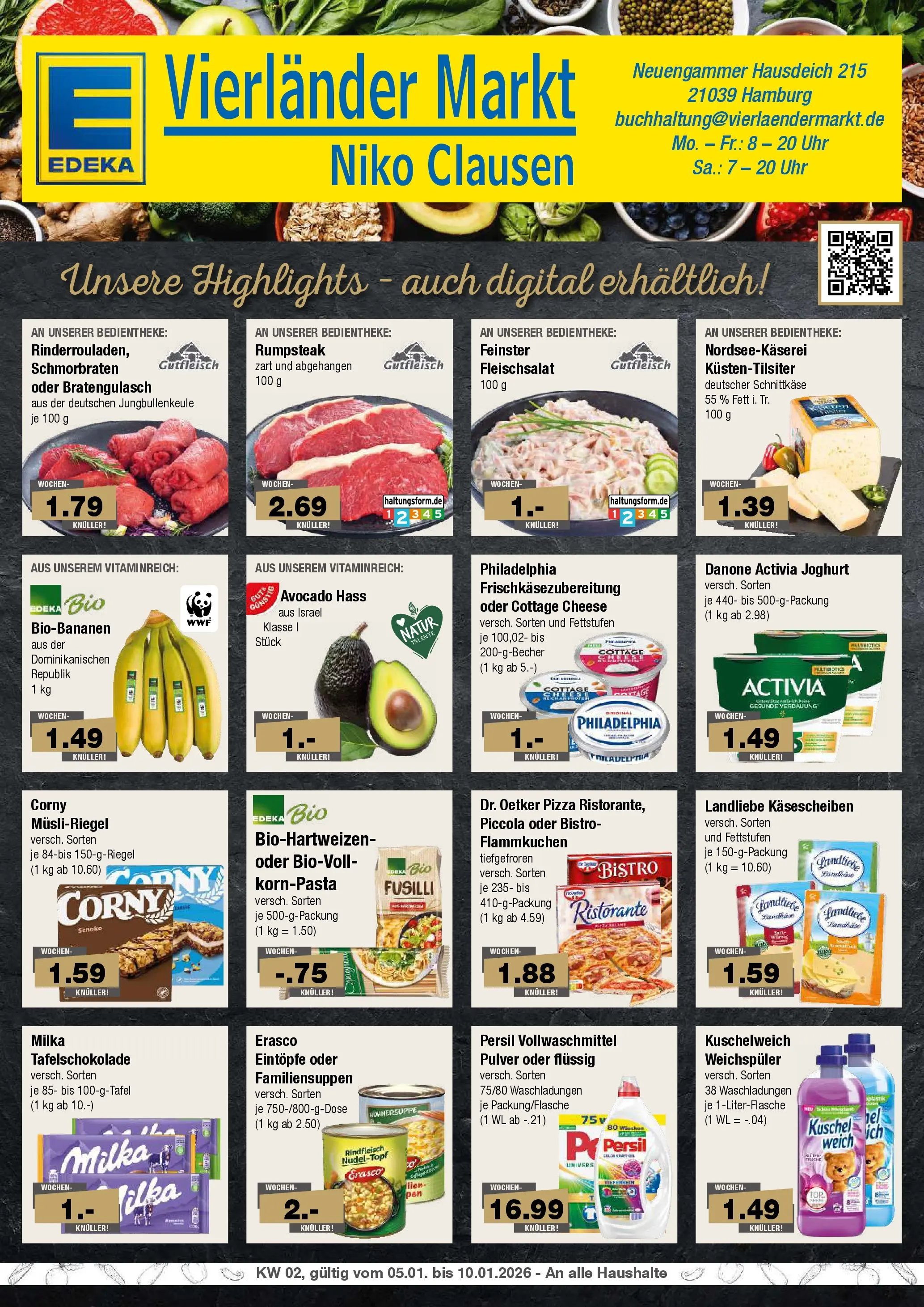 Edeka prospekt Hamburg	 (ab 04.01.2026) » Angebote Online | Seite: 1 | Produkte: Danone activia, Kuschelweich, Milka, Pasta