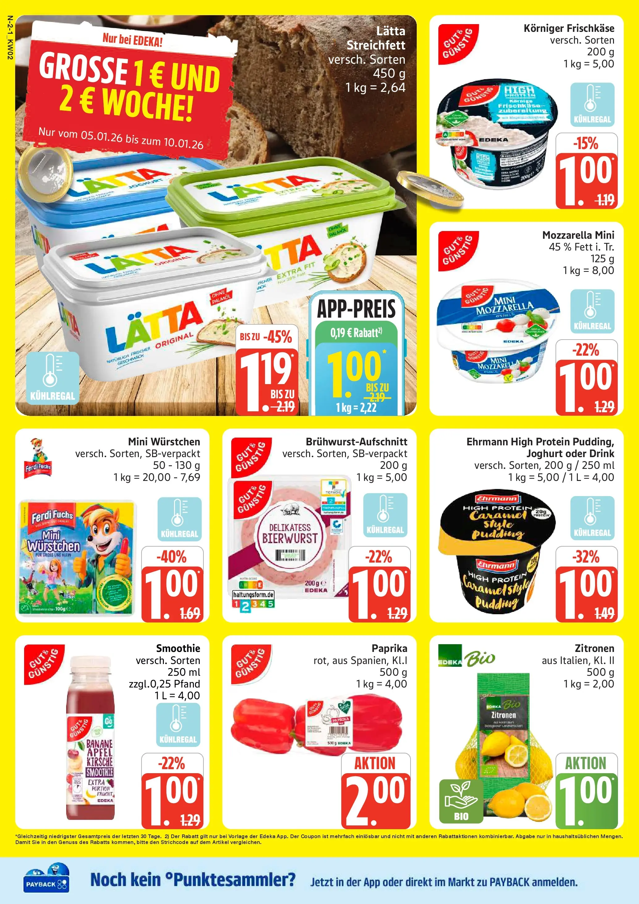 Edeka prospekt Cuxhaven	 (ab 04.01.2026) » Angebote Online | Seite: 2 | Produkte: Mozzarella, Lätta, Frischkase, Zitronen