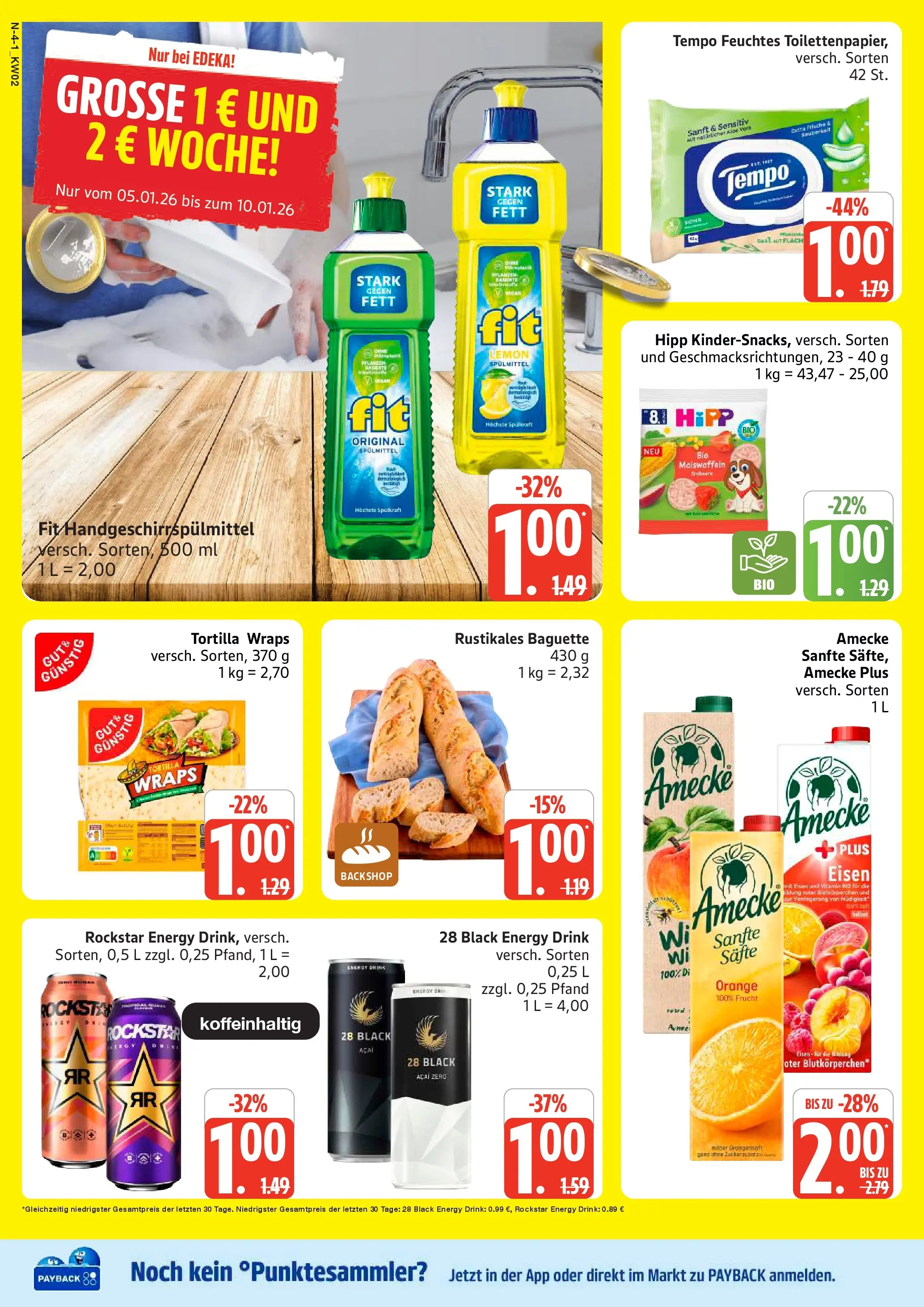 Edeka prospekt Cuxhaven	 (ab 04.01.2026) » Angebote Online | Seite: 4 | Produkte: Rockstar, Baguette, Tempo, Toilettenpapier