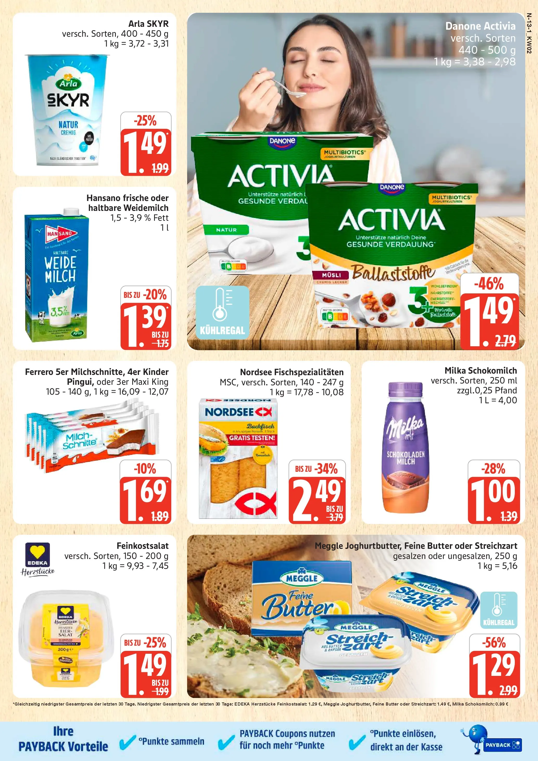 Edeka prospekt Cuxhaven	 (ab 04.01.2026) » Angebote Online | Seite: 13 | Produkte: Musli, Danone activia, Milka, Salat