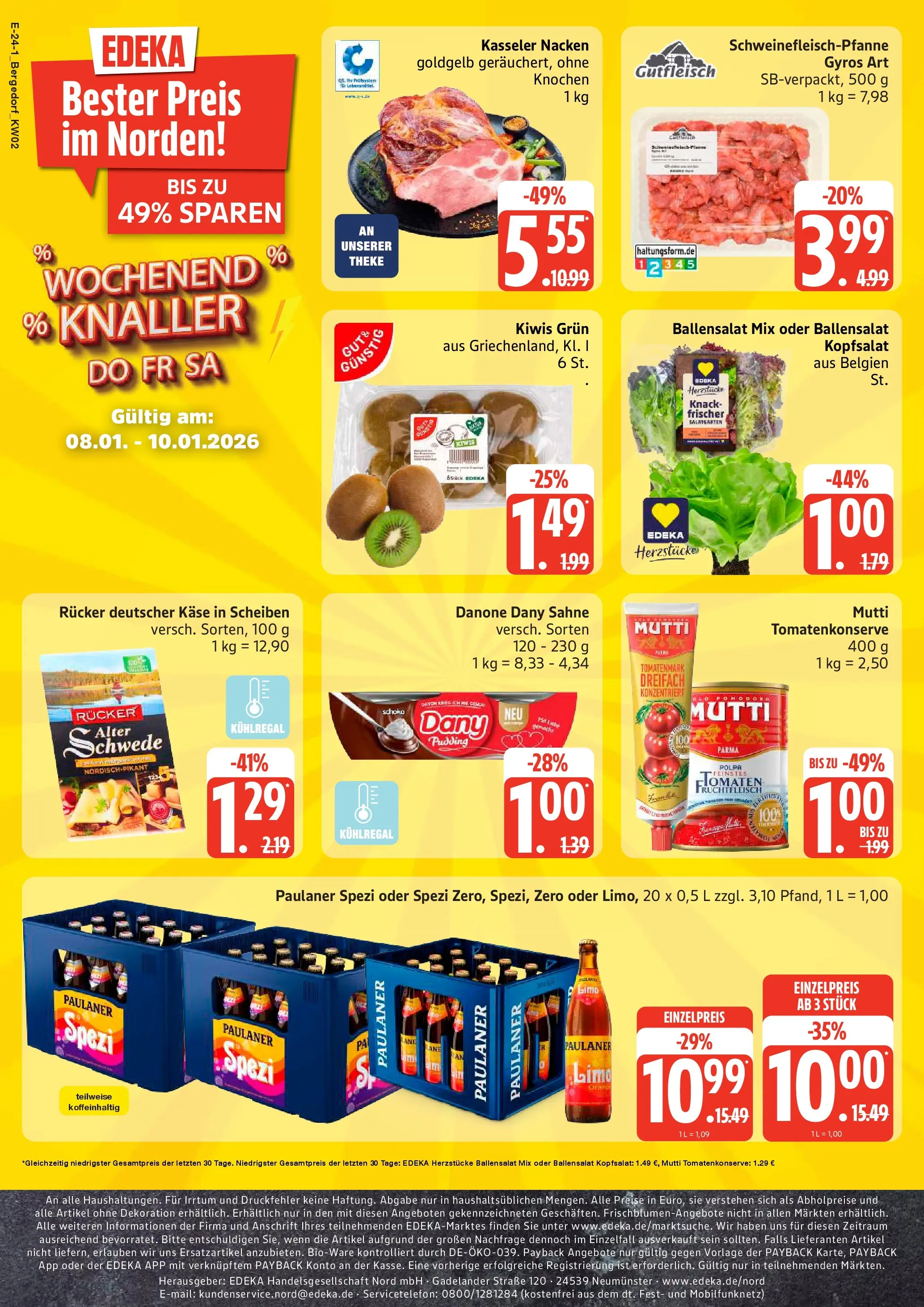 Edeka prospekt Hamburg	 (ab 04.01.2026) » Angebote Online | Seite: 24 | Produkte: Käse, Theke, Paulaner spezi, Gyros