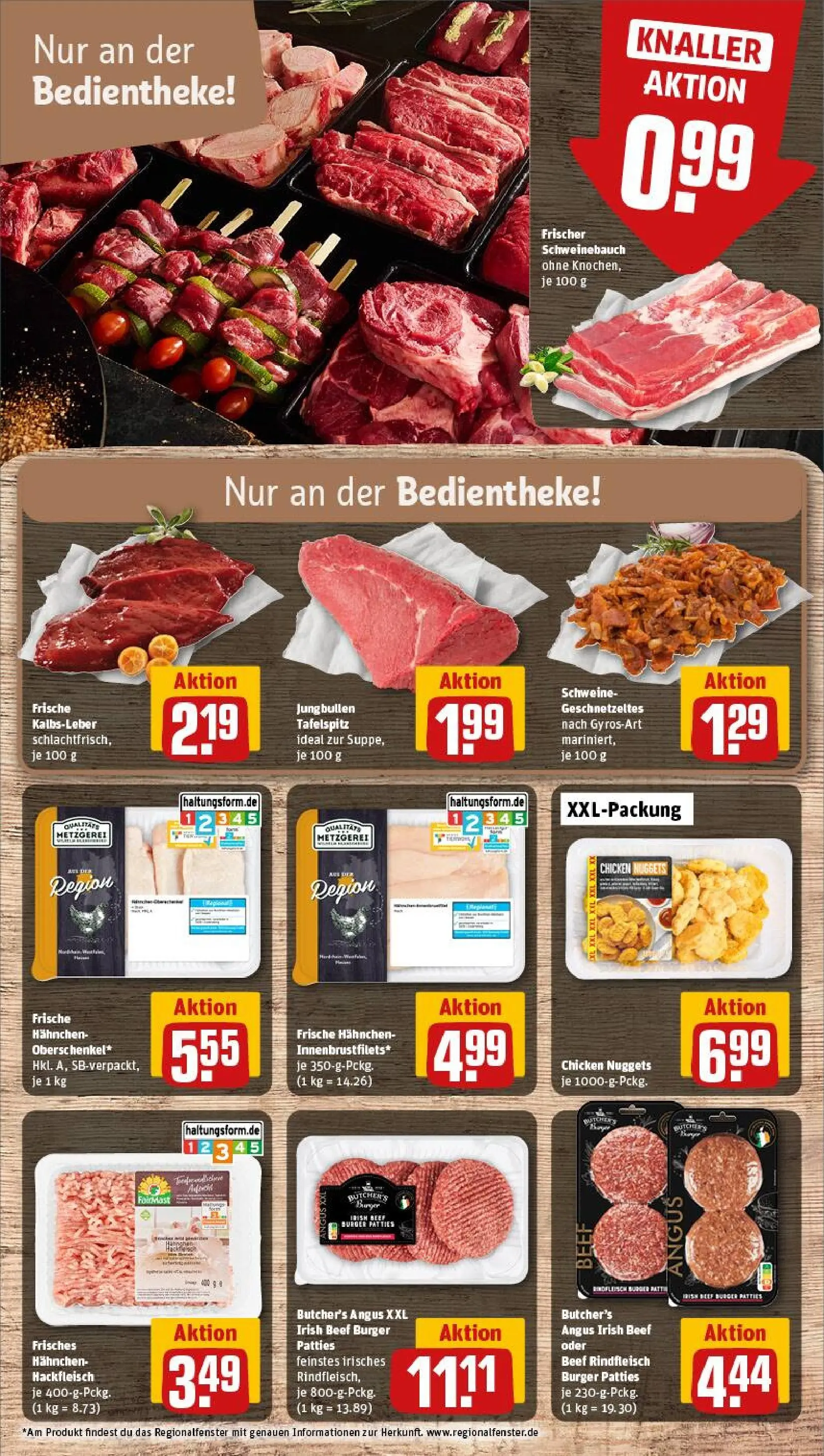 REWE Prospekt ab 04.01.2026 zum Blättern » Angebote | Seite: 8 | Produkte: Schweinebauch, Burger, Kalbsleber, Hackfleisch
