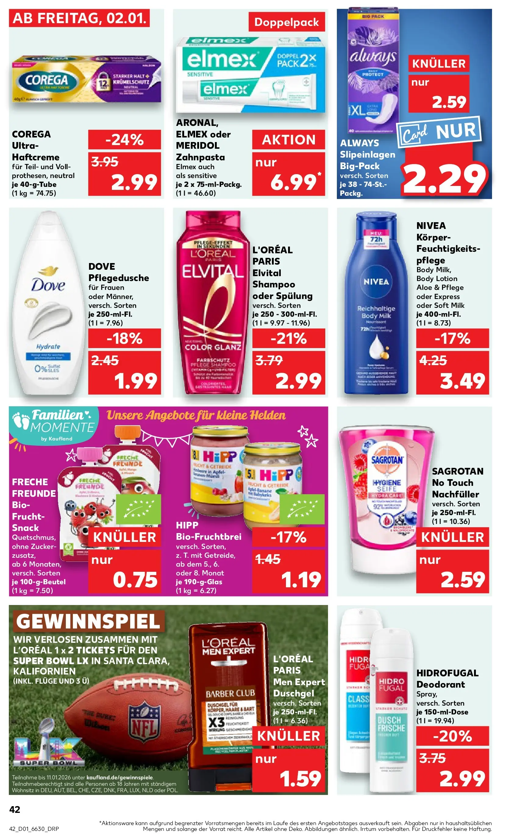 Prospekt Kaufland ab 05.01.2026 » Angebote Online zum Blättern | Seite: 42 | Produkte: Shampoo, Spülung, Zahnpasta, Zucker