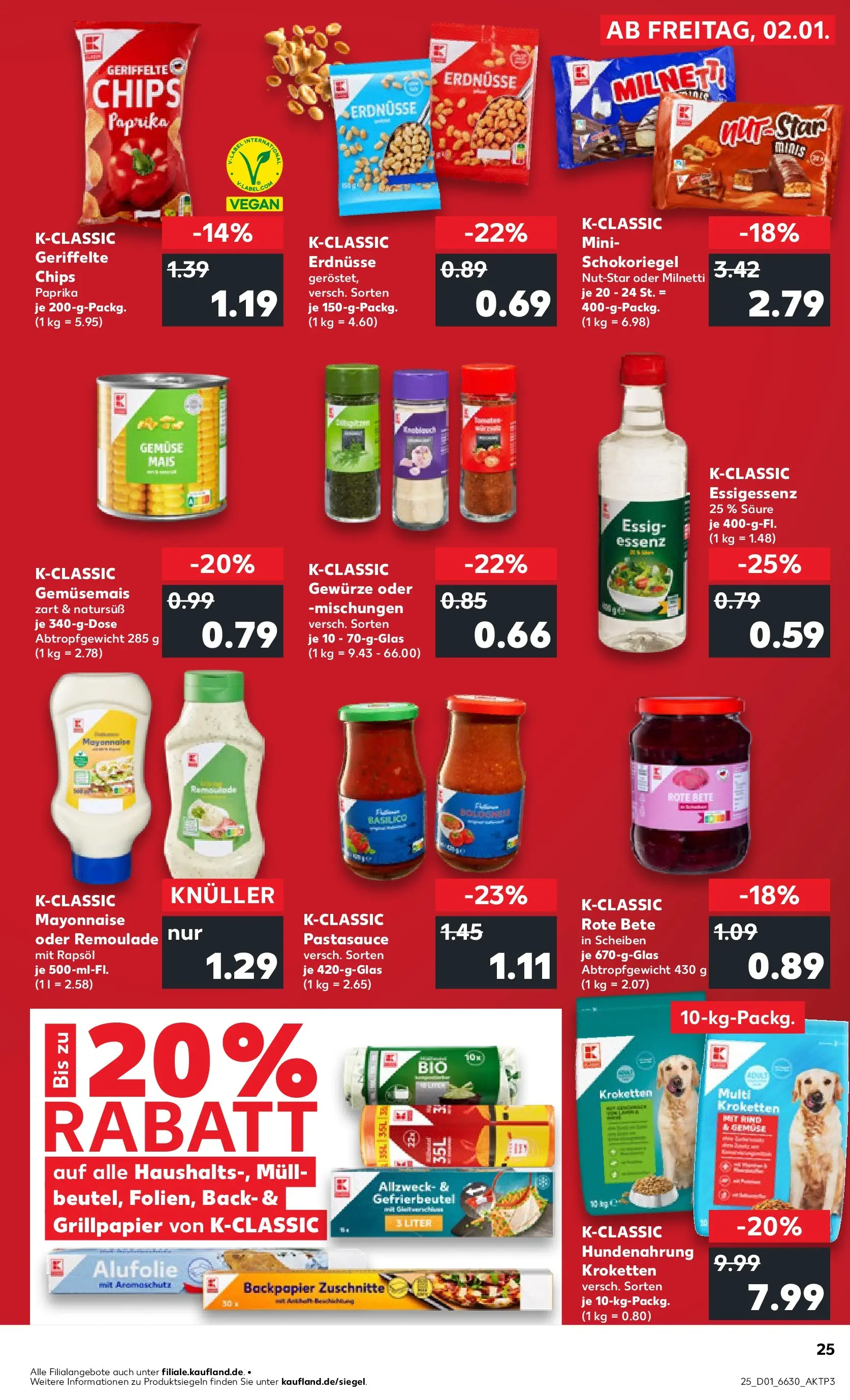 Prospekt Kaufland ab 05.01.2026 » Angebote Online zum Blättern | Seite: 25 | Produkte: Erdnüsse, Essig, Rapsöl, Gemüse