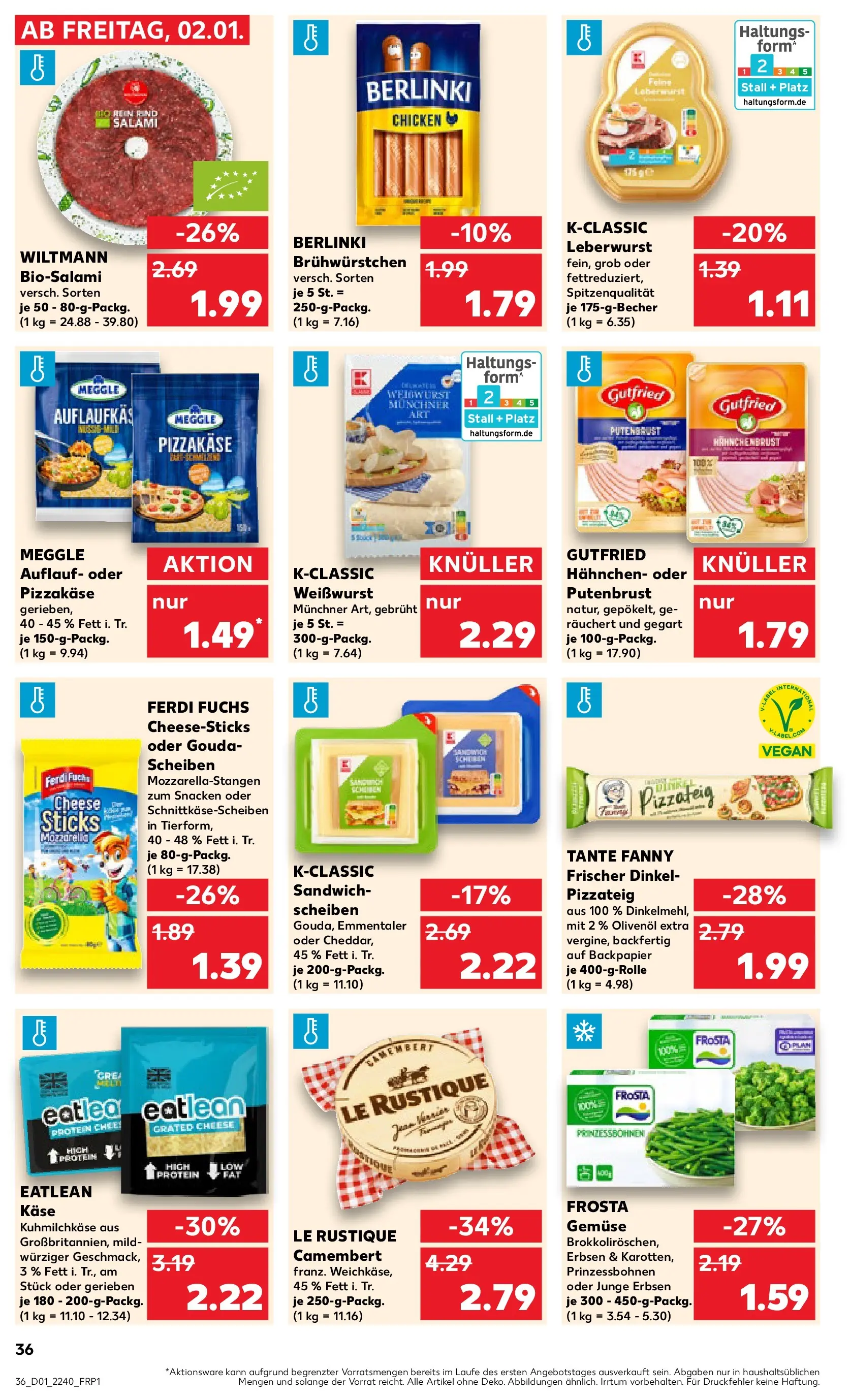 Prospekt Kaufland ab 05.01.2026 » Angebote Online zum Blättern | Seite: 36 | Produkte: Weißwurst, Gemüse, Salami, Erbsen