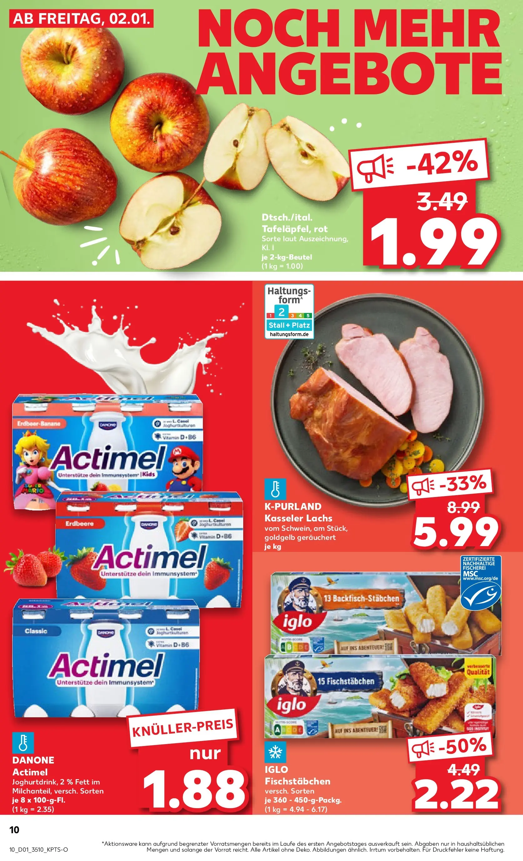Prospekt Kaufland ab 05.01.2026 » Angebote Online zum Blättern | Seite: 10 | Produkte: Actimel, Iglo, Lachs, Fischstabchen