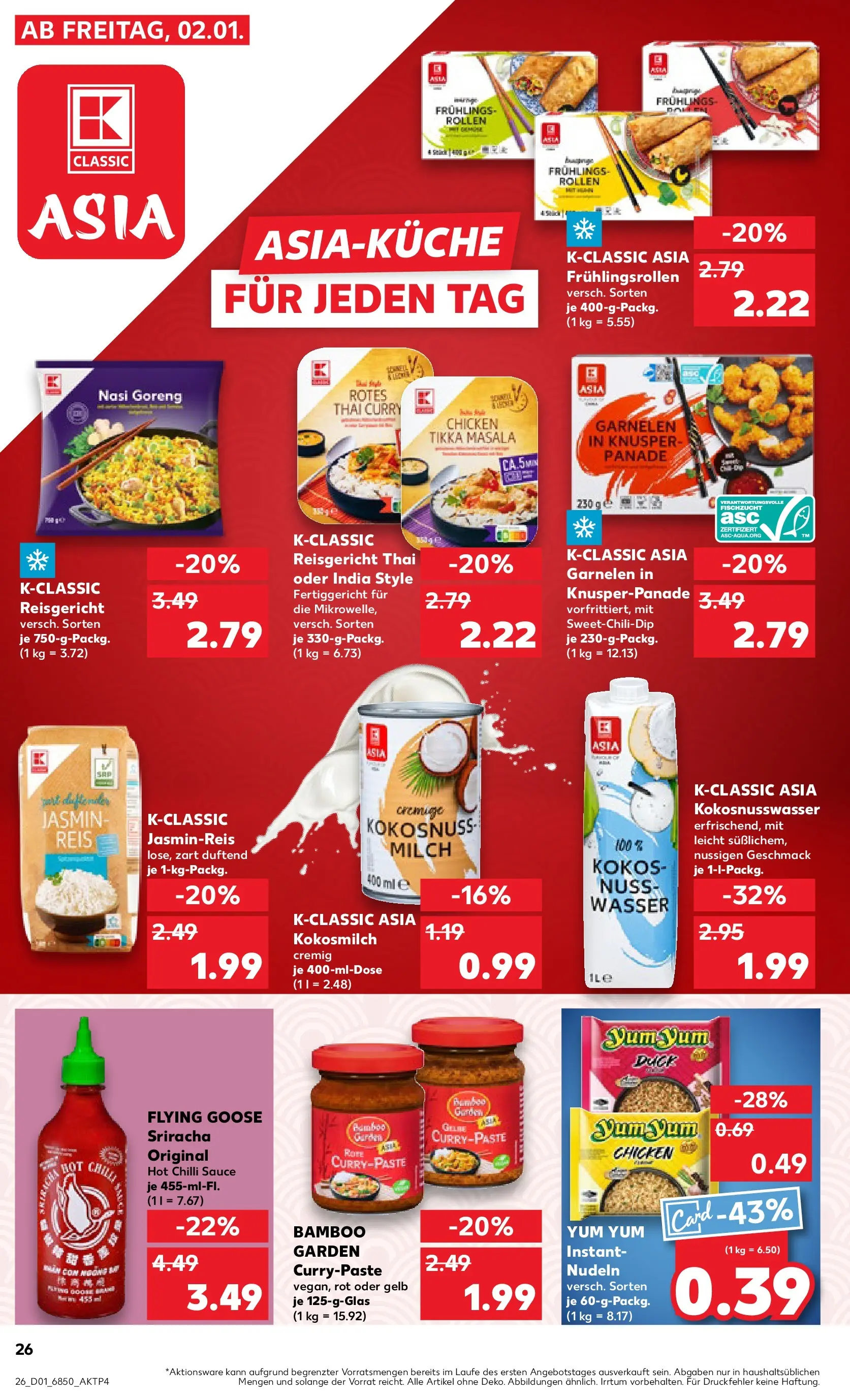 Prospekt Kaufland ab 05.01.2026 » Angebote Online zum Blättern | Seite: 26 | Produkte: Jasminreis, Garnelen, Reis, Nudeln