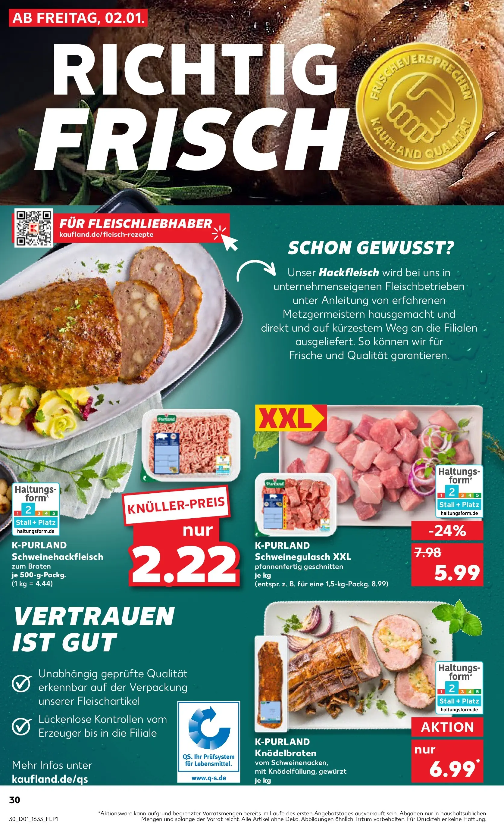 Prospekt Kaufland ab 05.01.2026 » Angebote Online zum Blättern | Seite: 30 | Produkte: Schweinegulasch, Hackfleisch