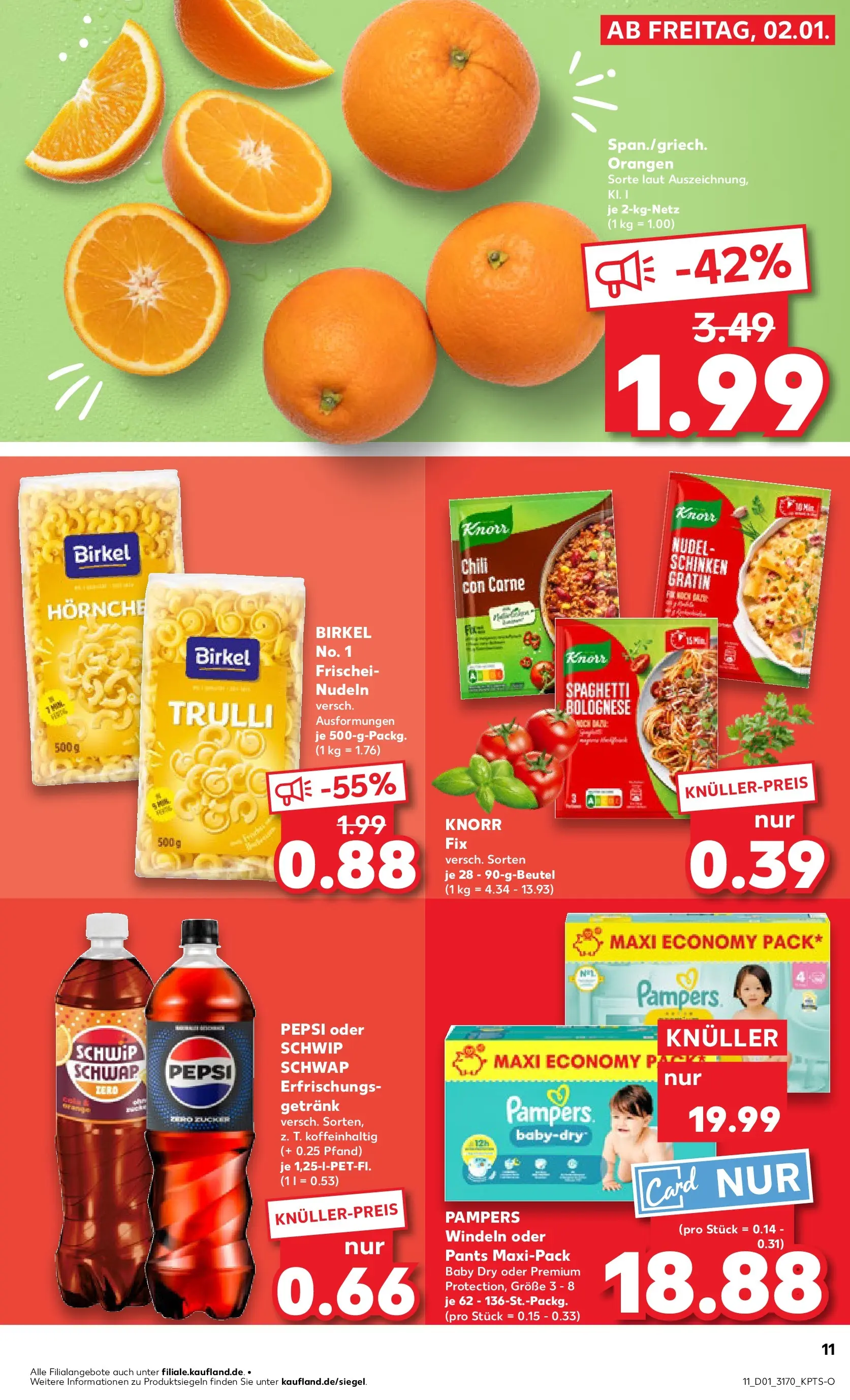 Prospekt Kaufland ab 05.01.2026 » Angebote Online zum Blättern | Seite: 11 | Produkte: Pampers, Schwip schwap, Knorr, Chili