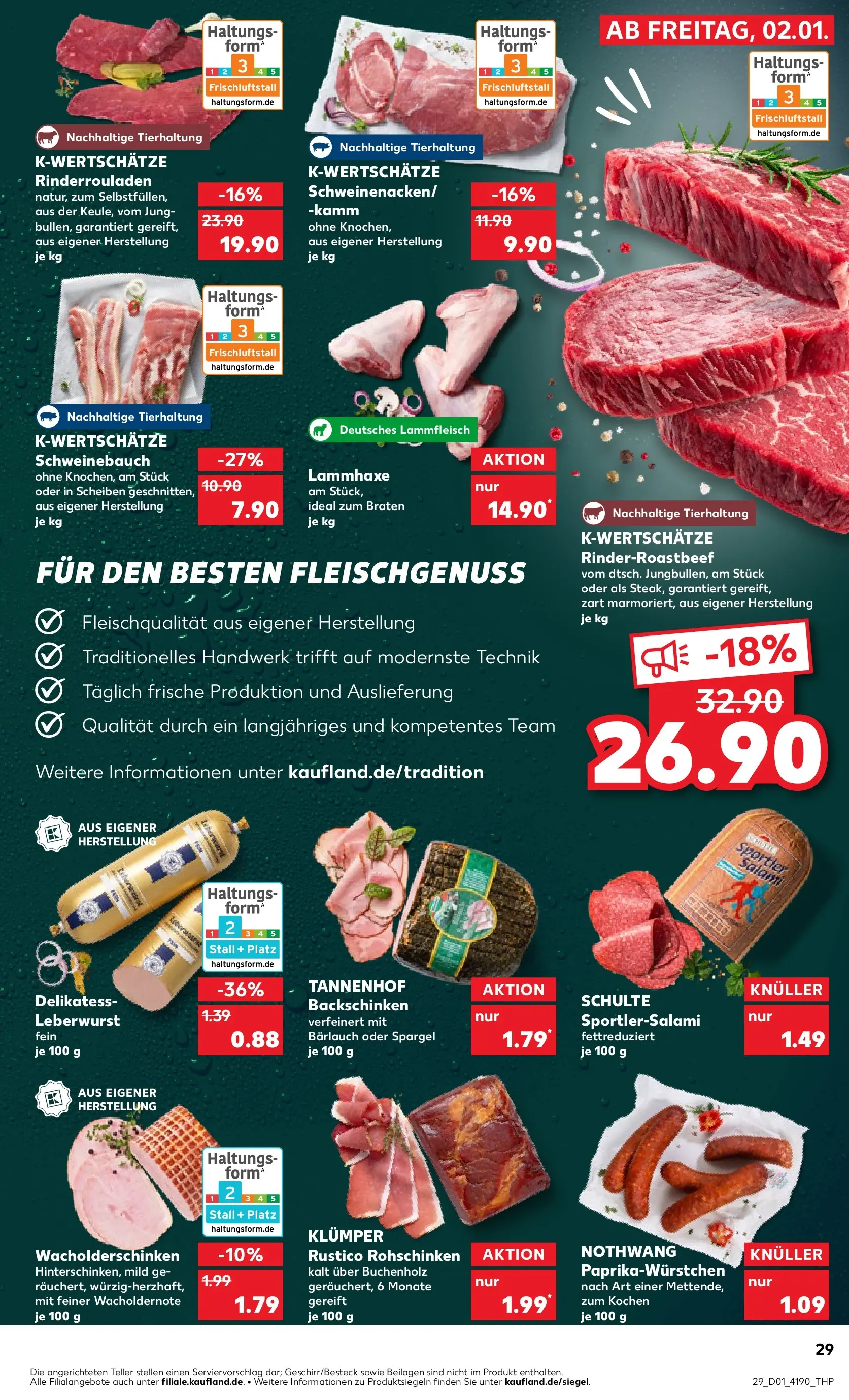 Prospekt Kaufland ab 05.01.2026 » Angebote Online zum Blättern | Seite: 29 | Produkte: Rinderrouladen, Schweinebauch, Spargel, Salami