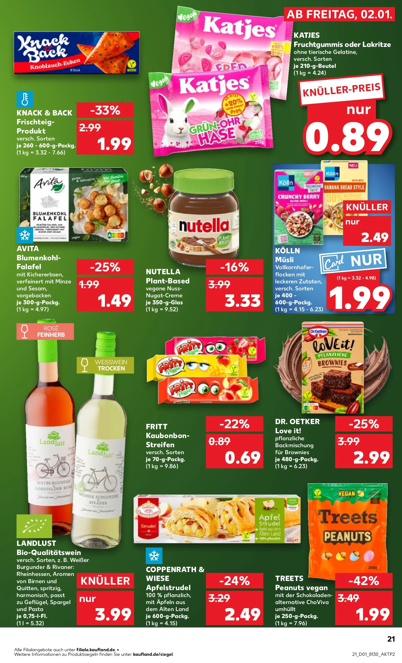 Prospekt Kaufland ab 05.01.2026 » Angebote Online zum Blättern | Seite: 21 | Produkte: Weißwein, Katjes, Blumenkohl, Flocken