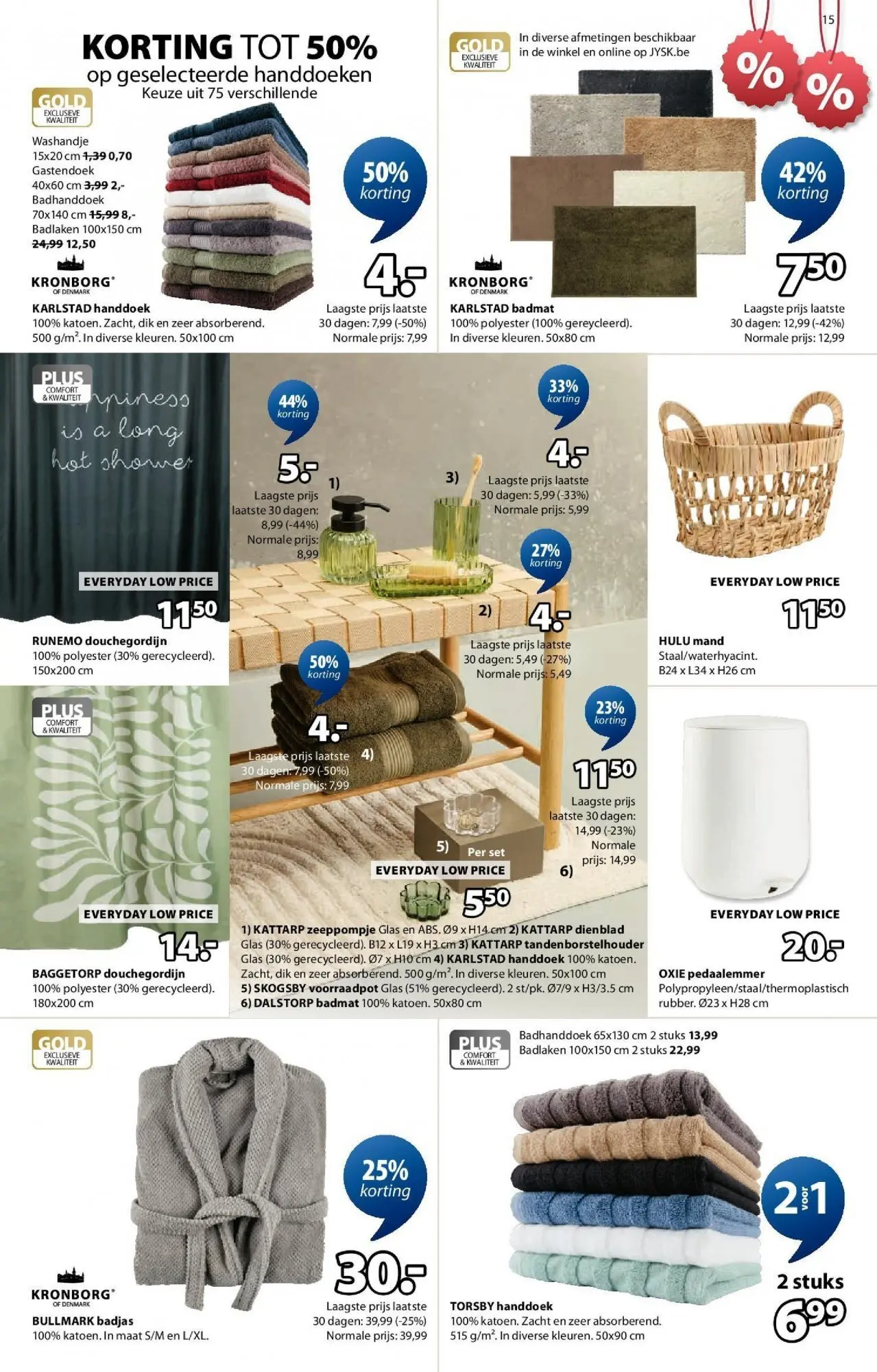 JYSK - JYSK folder tot 31.01.2026 vanaf 02/01/2026 | Pagina: 15 | Producten: Handdoeken, Handdoek, Tandenborstelhouder, Douchegordijn