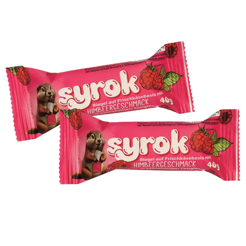 Riegel auf Frischk&auml;sebasis mit Himbeergeschmack, in kakaohaltiger Fettglasur, tiefgefroren