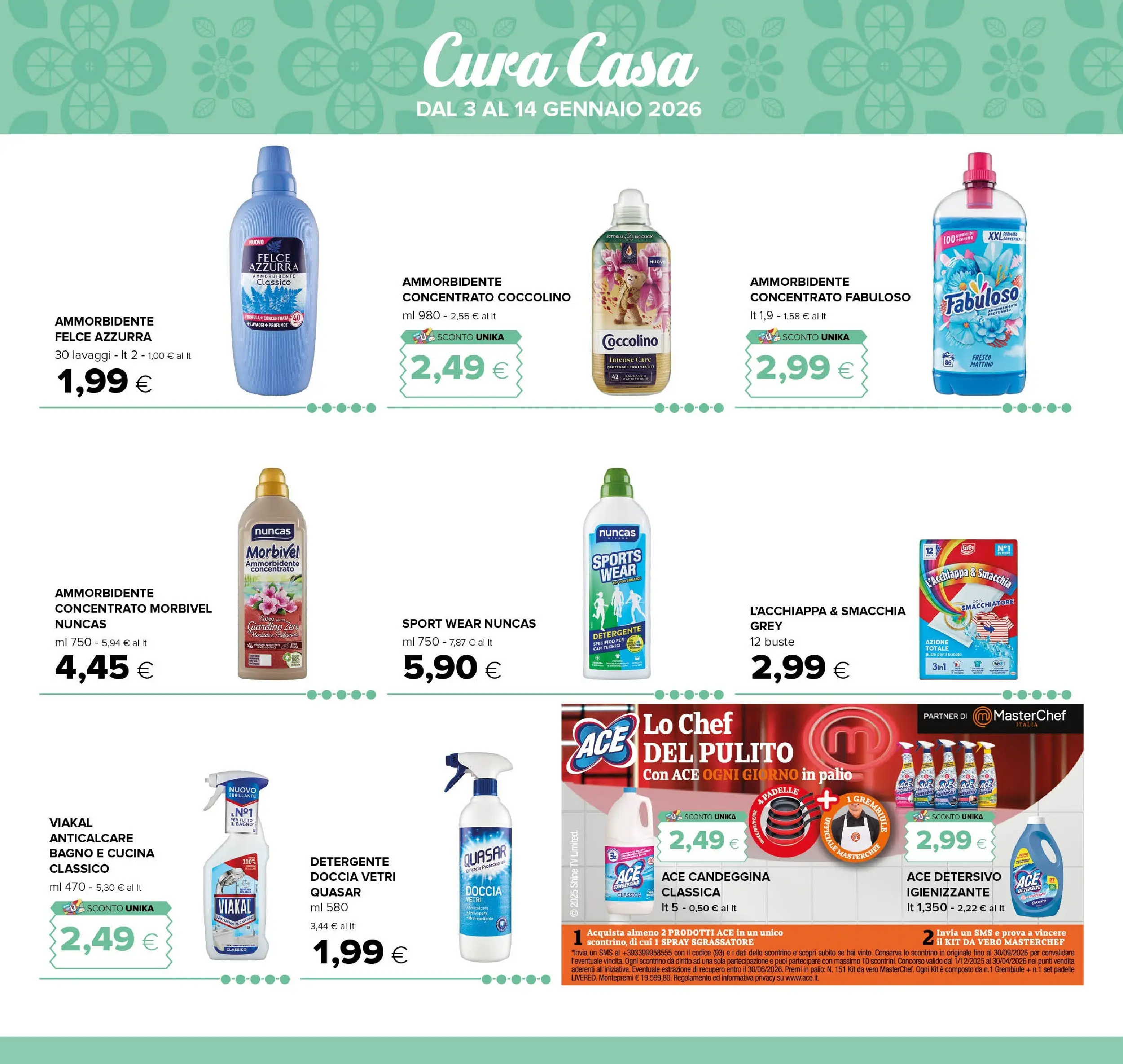 Nuovo Volantino Oasi	 dal 03/01/2026 > offerte anteprima 🛍️ | Pagina: 20 | Prodotti: Candeggina, Anticalcare, Grembiule, Bagno