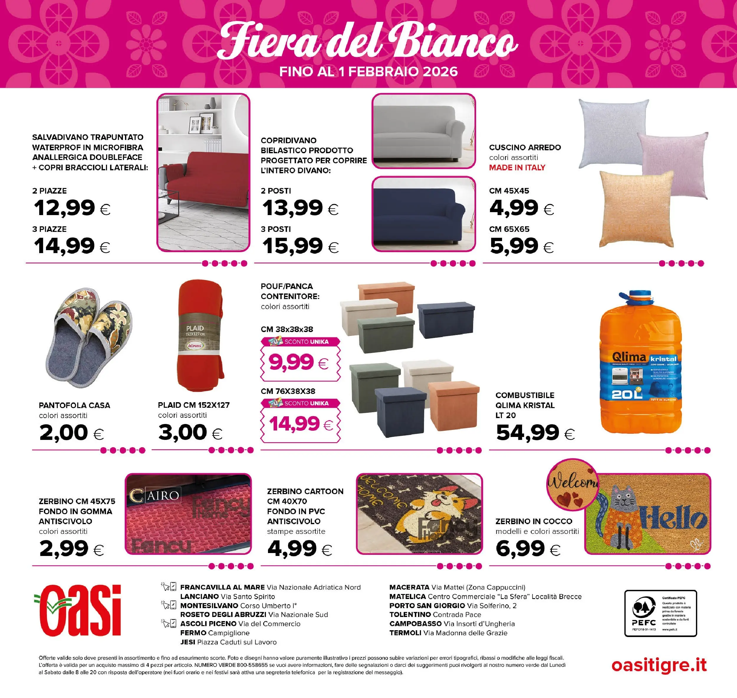 Nuovo Volantino Oasi	 dal 03/01/2026 > offerte anteprima 🛍️ | Pagina: 32 | Prodotti: Plaid, Copridivano, Cuscino, Divano