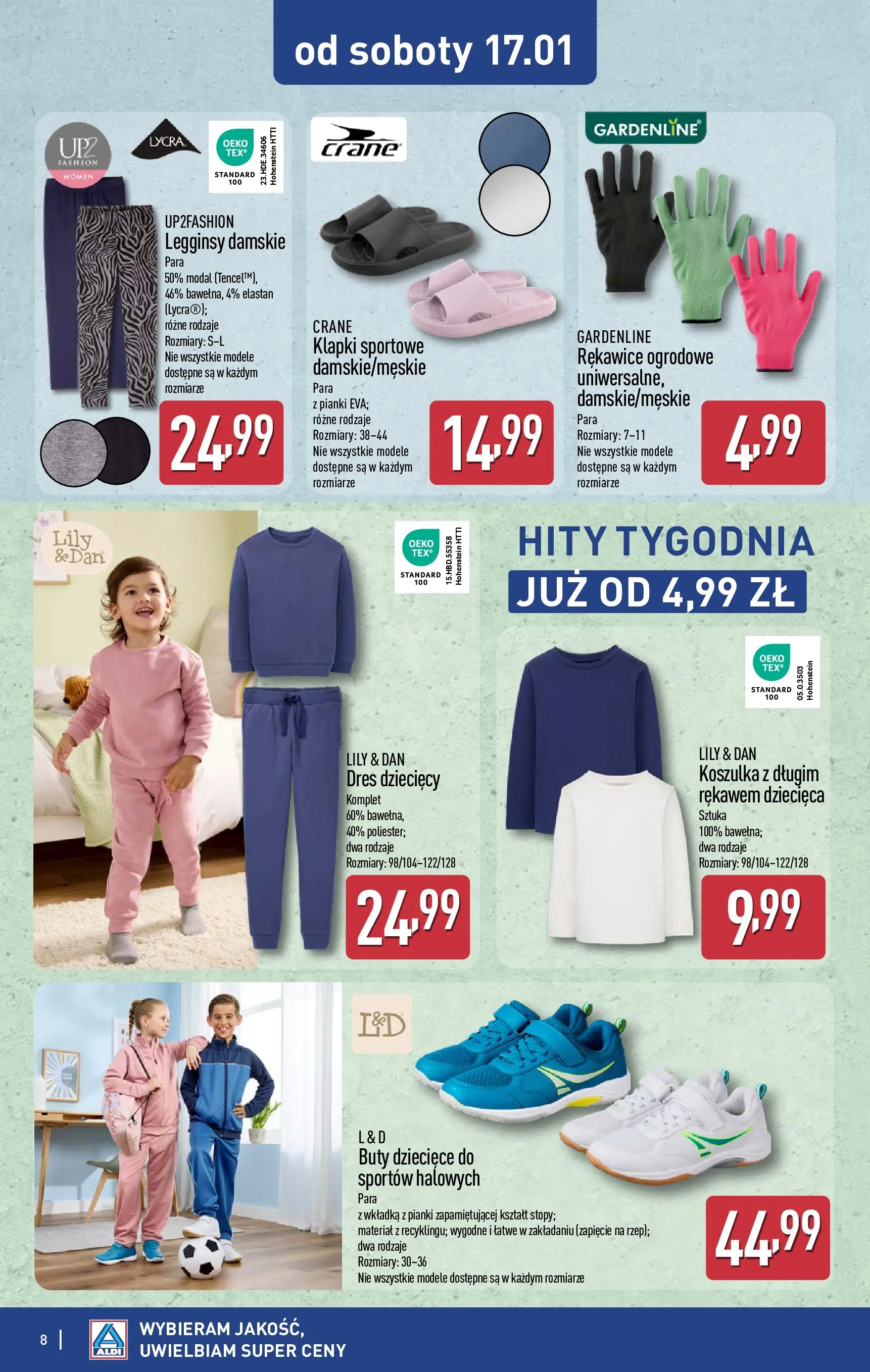 Aldi Gazetka - Hity od Środy i od Soboty od 14.01.2026 - Ulotka PDF, promocje | Strona: 8 | Produkty: Legginsy, Buty, Klapki, Pianki