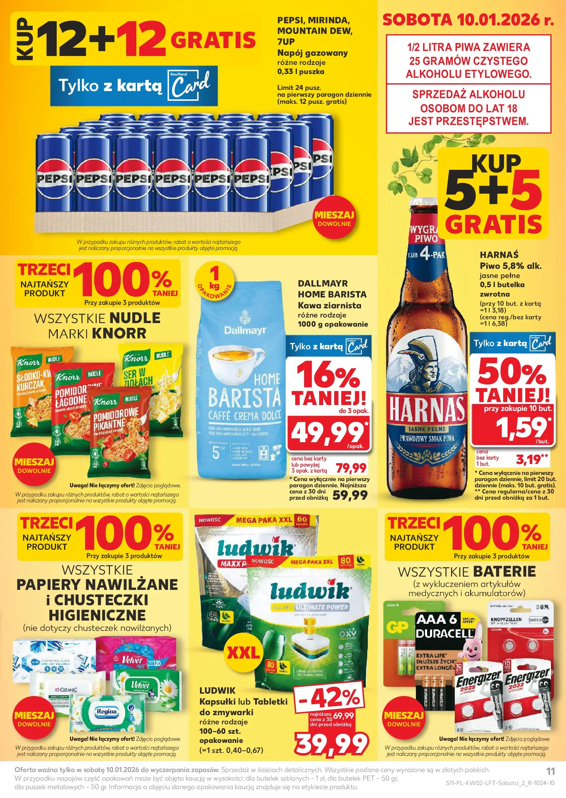 Kaufland gazetka od 08.01.2026 - od jutra PDF | Strona: 11 | Produkty: Karta, Kawa ziarnista, Baterie, Harnaś