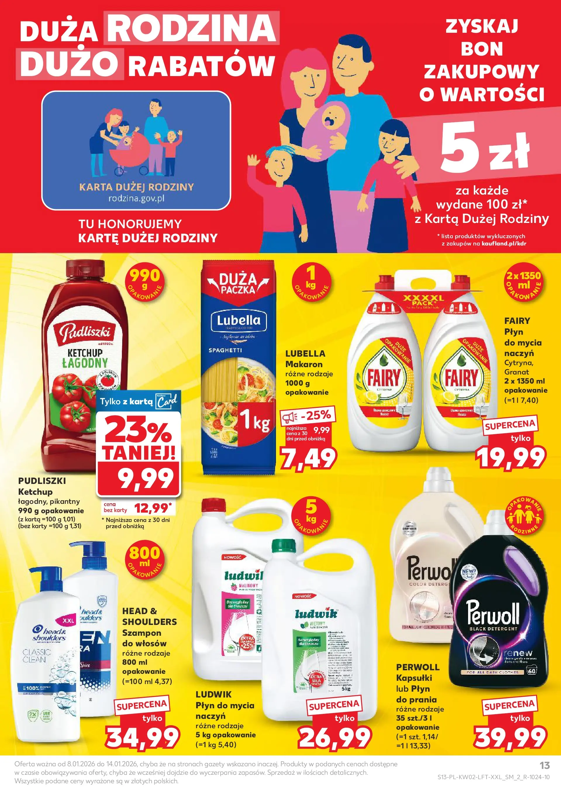 Kaufland gazetka od 08.01.2026 - od jutra PDF | Strona: 13 | Produkty: Ketchup, Szampon, Fairy, Detergent