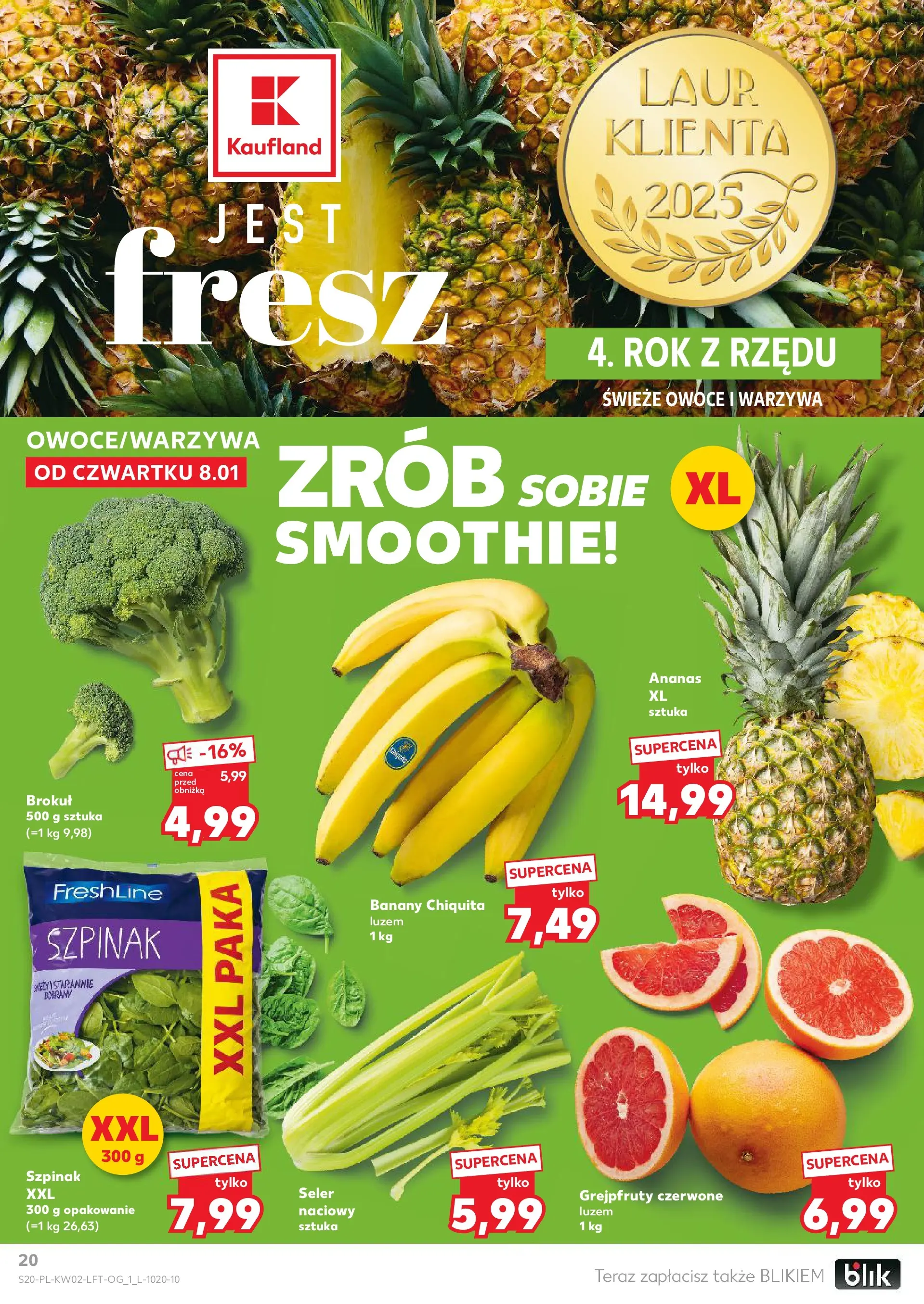 Kaufland gazetka od 08.01.2026 - od jutra PDF | Strona: 20 | Produkty: Brokuł, Banany, Ananas, Warzywa