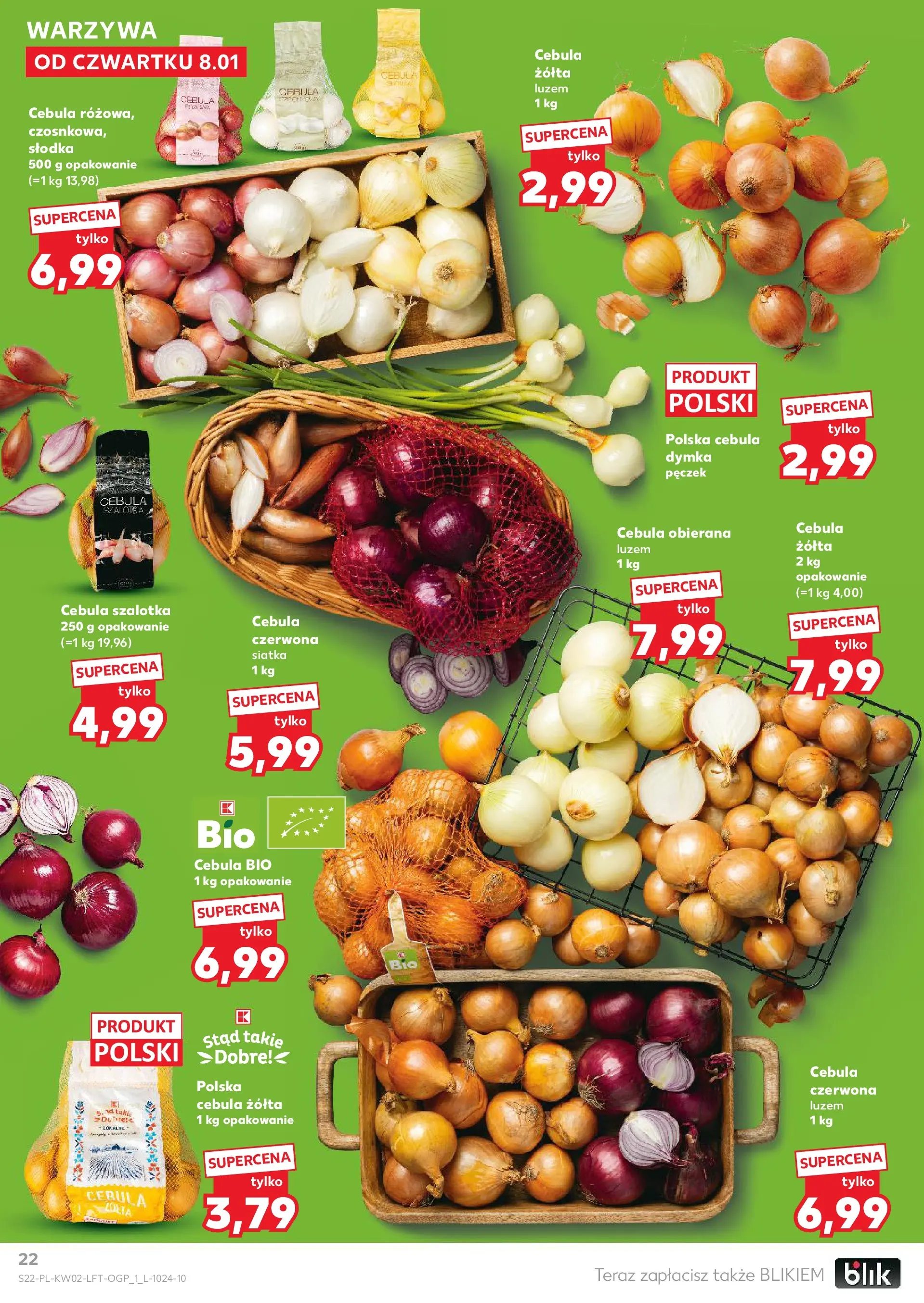 Kaufland gazetka od 08.01.2026 - od jutra PDF | Strona: 22 | Produkty: Cebula szalotka, Siatka, Szalotka, Warzywa
