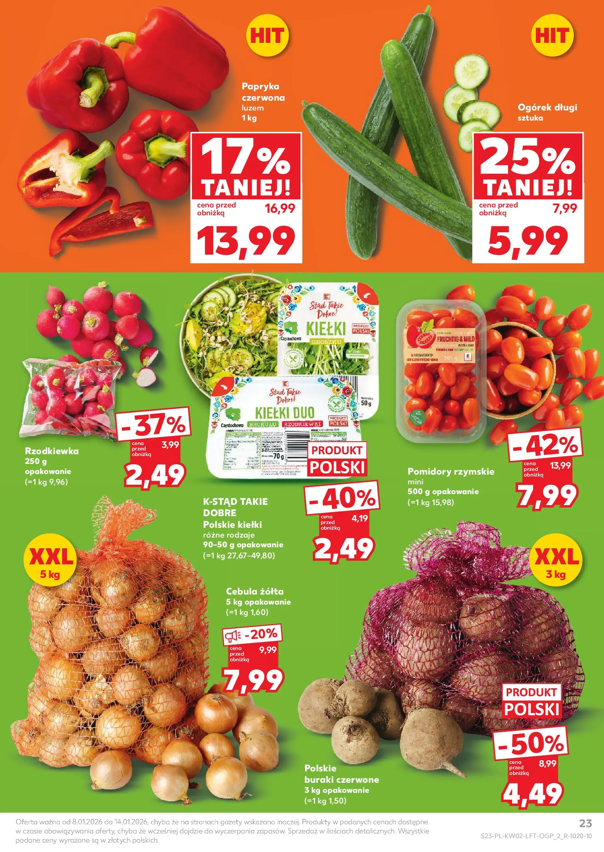 Kaufland gazetka od 08.01.2026 - od jutra PDF | Strona: 23 | Produkty: Buraki, Papryka, Papryka czerwona, Pomidory