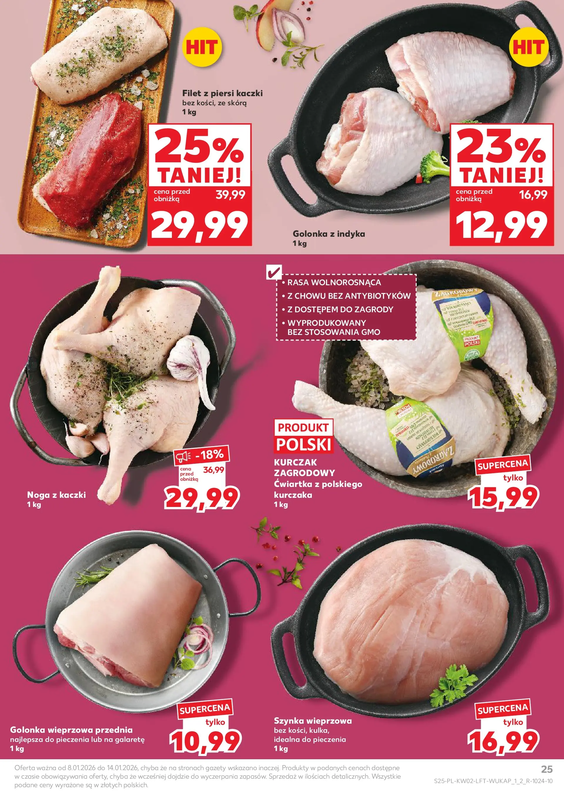 Kaufland gazetka od 08.01.2026 - od jutra PDF | Strona: 25 | Produkty: Kurczak, Piersi, Noga z kaczki, Kurczak zagrodowy