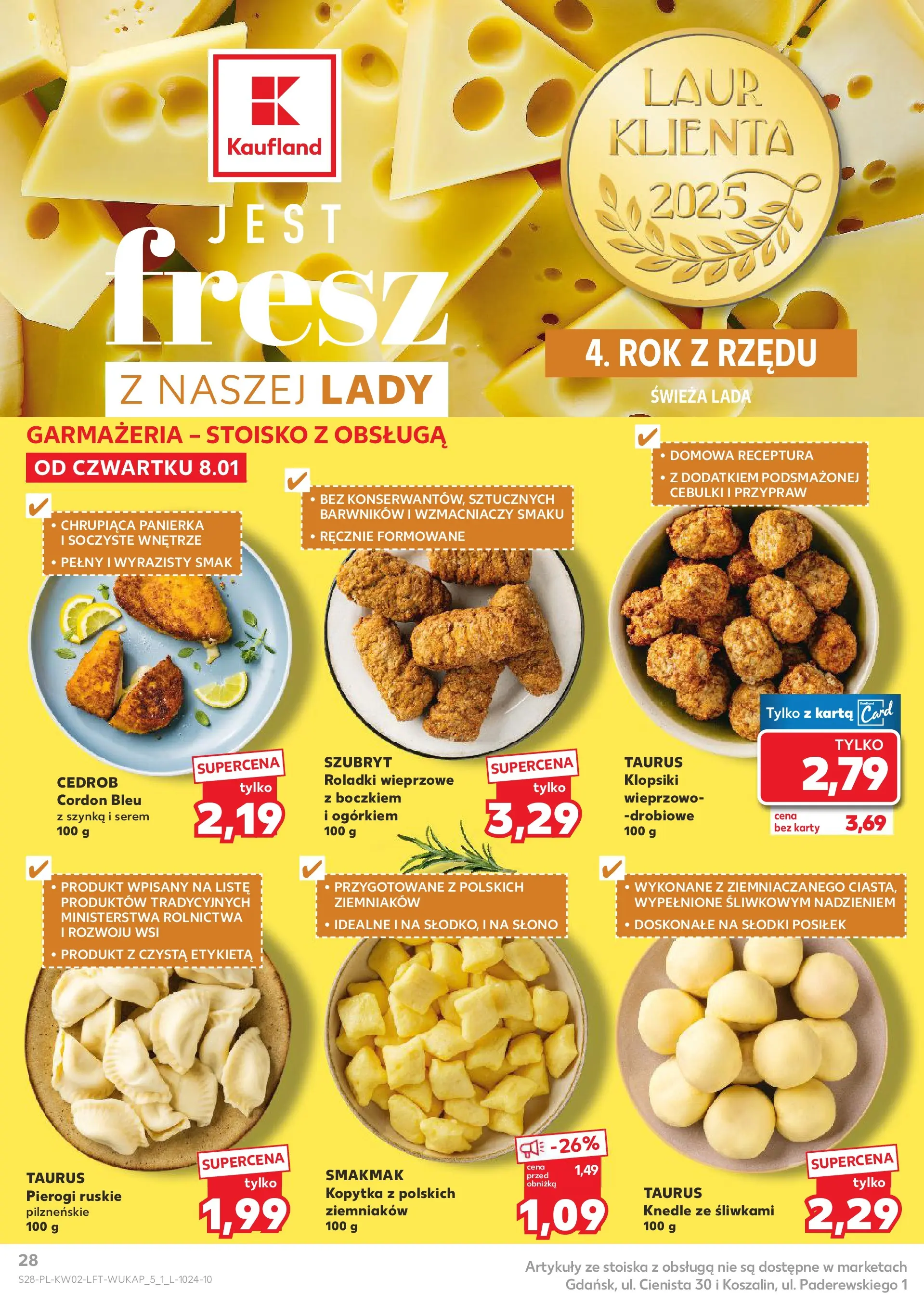 Kaufland gazetka od 08.01.2026 - od jutra PDF | Strona: 28 | Produkty: Karta, Szynka, Klopsiki, Kopytka