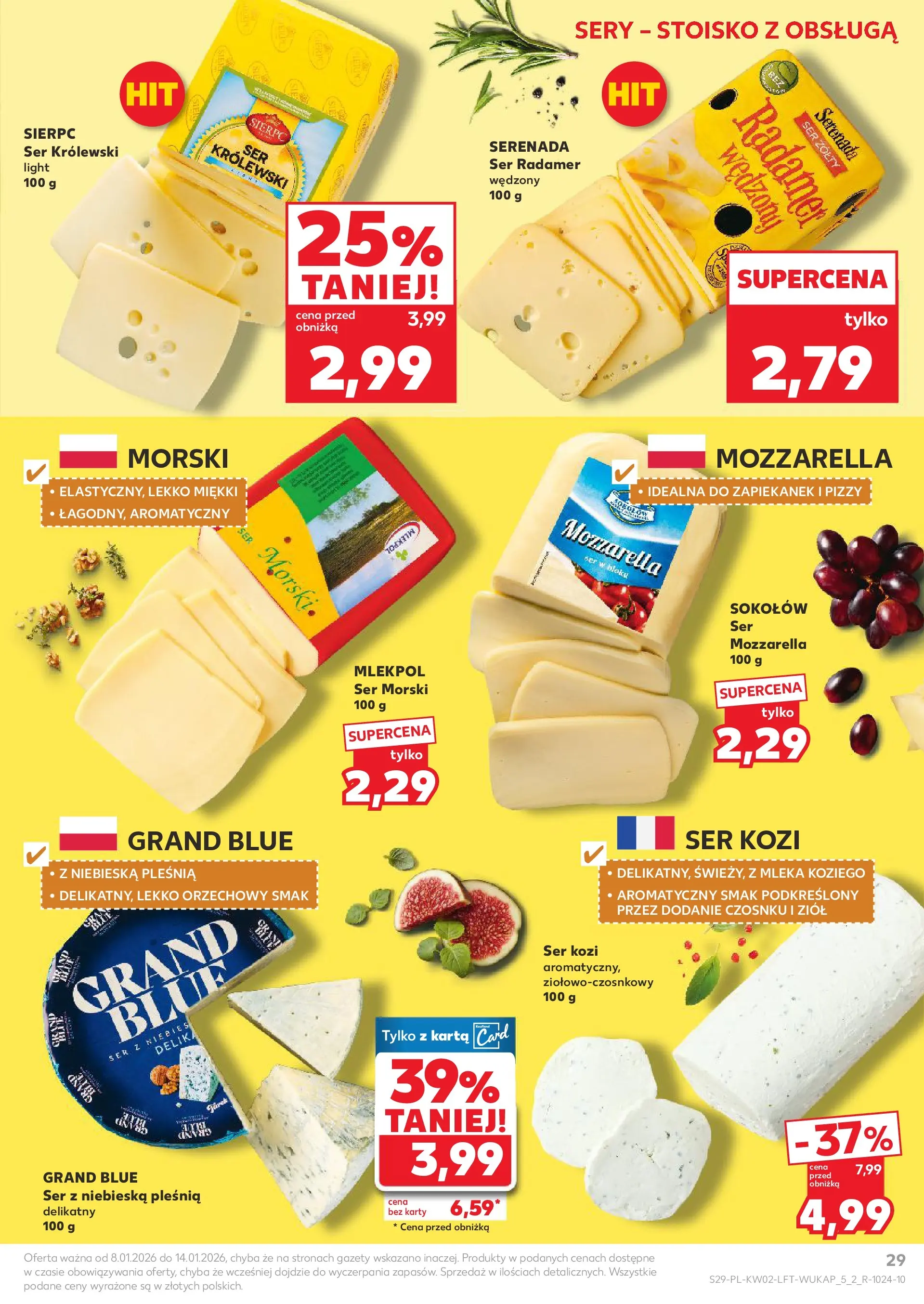 Kaufland gazetka od 08.01.2026 - od jutra PDF | Strona: 29 | Produkty: Ser żółty, Ser kozi, Sery, Mozzarella