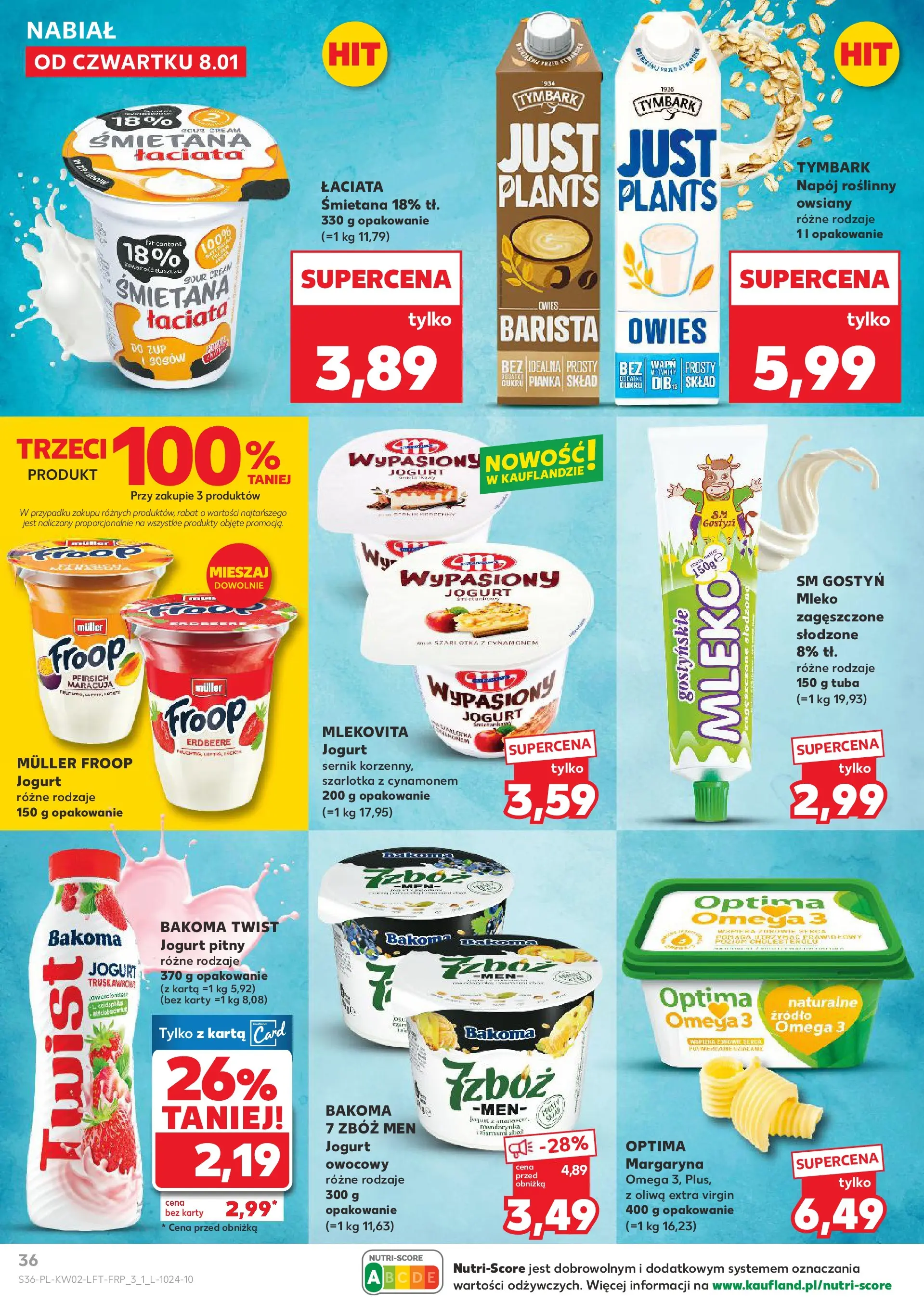 Kaufland gazetka od 08.01.2026 - od jutra PDF | Strona: 36 | Produkty: Karta, Jogurt pitny, Margaryna, Śmietana