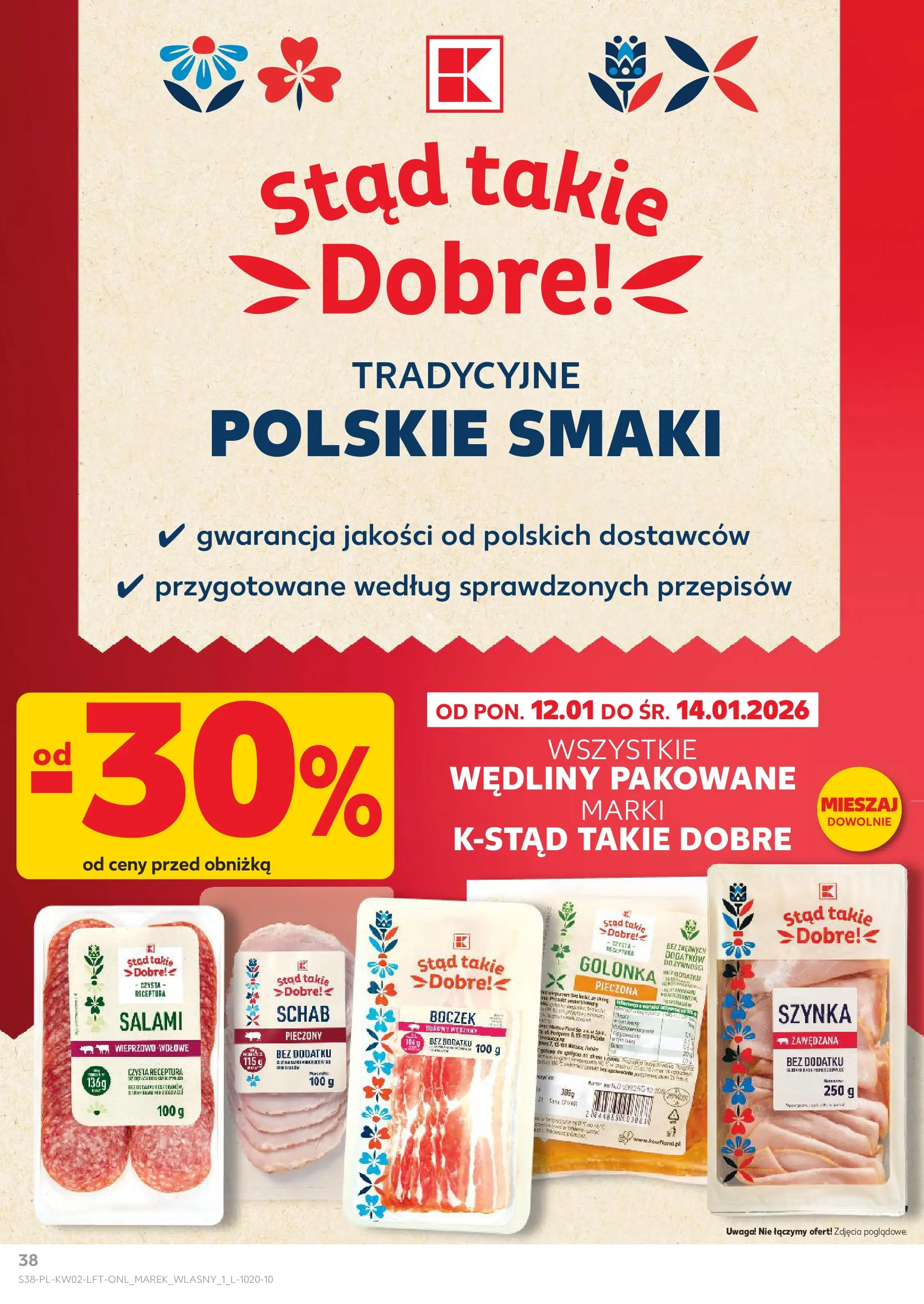 Kaufland gazetka od 08.01.2026 - od jutra PDF | Strona: 38 | Produkty: Schab, Szynka, Salami, Wędliny
