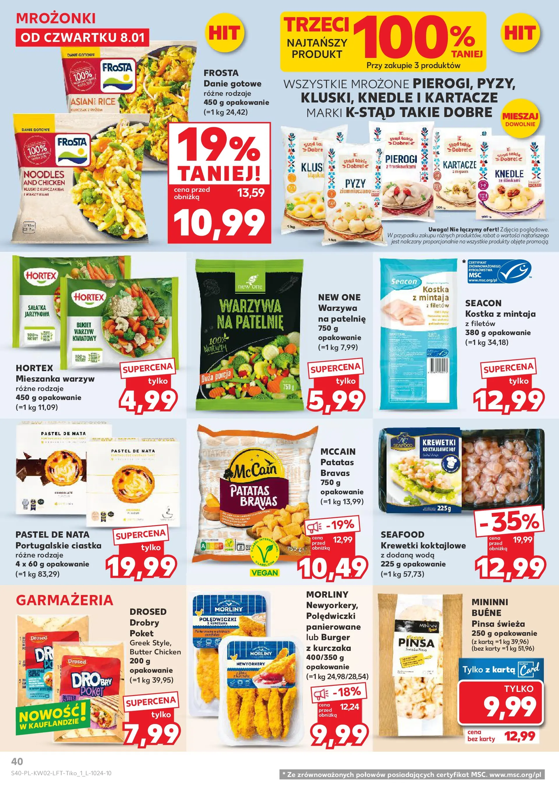 Kaufland gazetka od 08.01.2026 - od jutra PDF | Strona: 40 | Produkty: Karta, Pierogi, Mieszanka warzyw, Woda