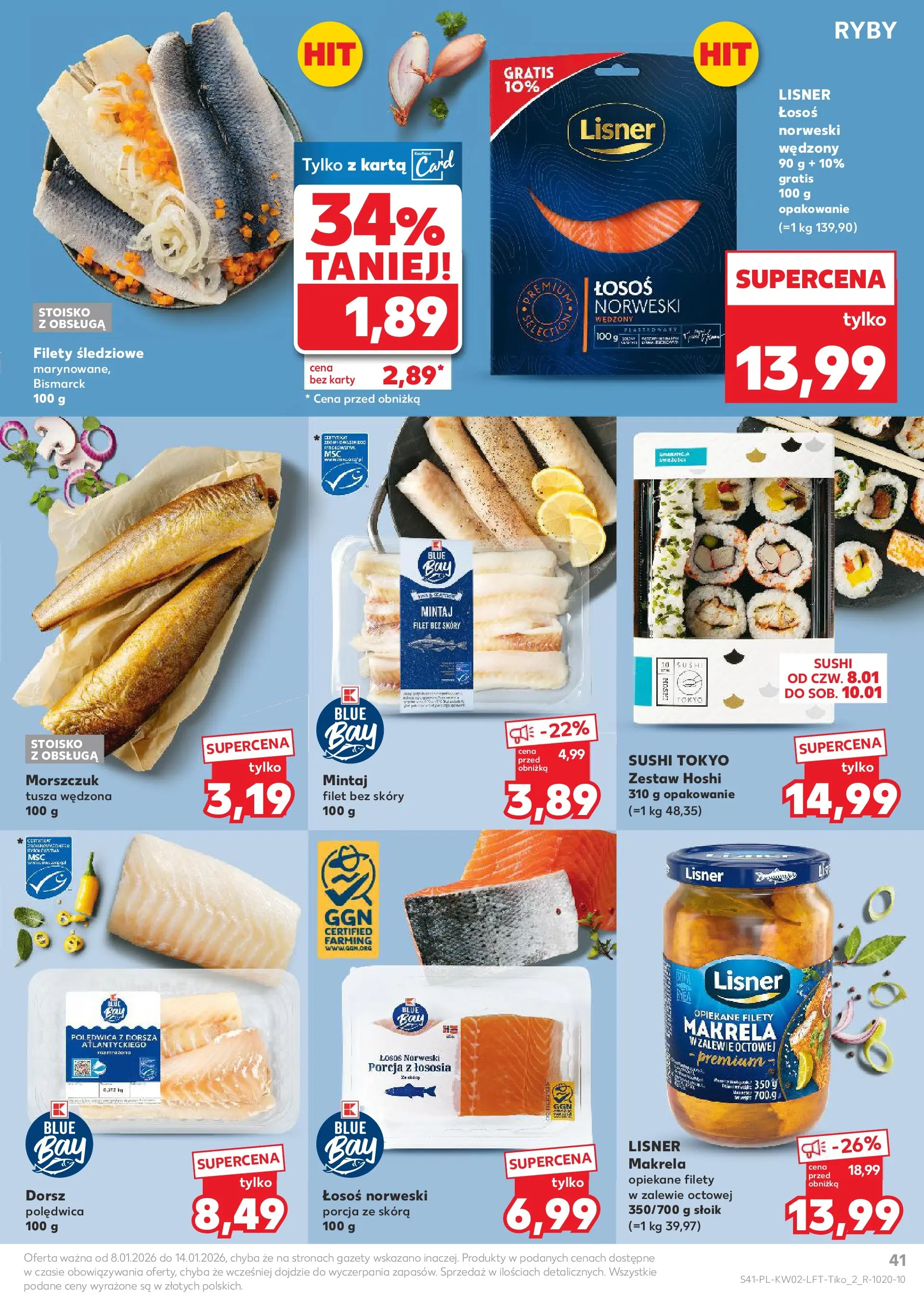 Kaufland gazetka od 08.01.2026 - od jutra PDF | Strona: 41 | Produkty: Karta, Mintaj, Morszczuk, Ryby