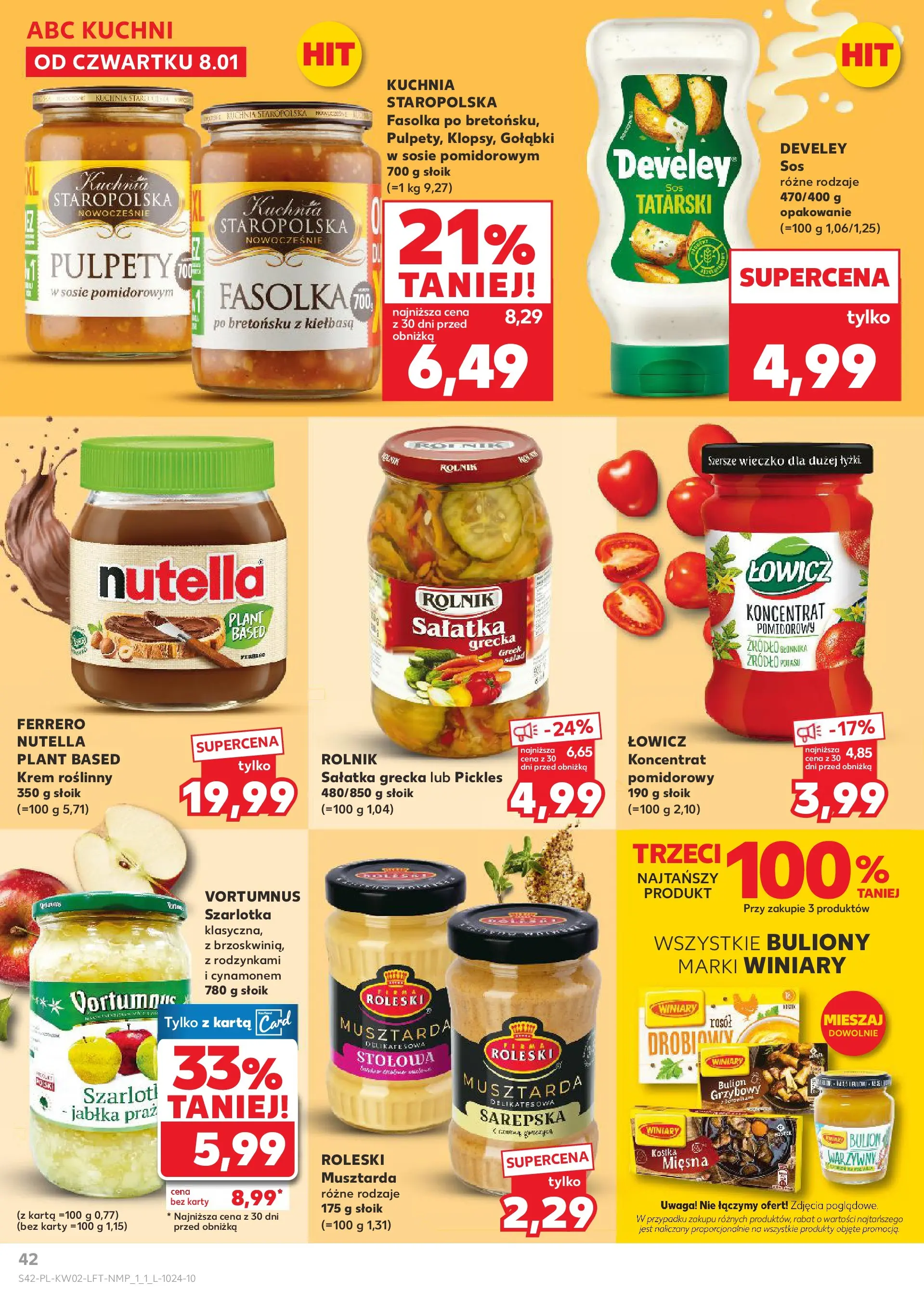 Kaufland gazetka od 08.01.2026 - od jutra PDF | Strona: 42 | Produkty: Kiełbasa, Karta, Musztarda, Sałatka