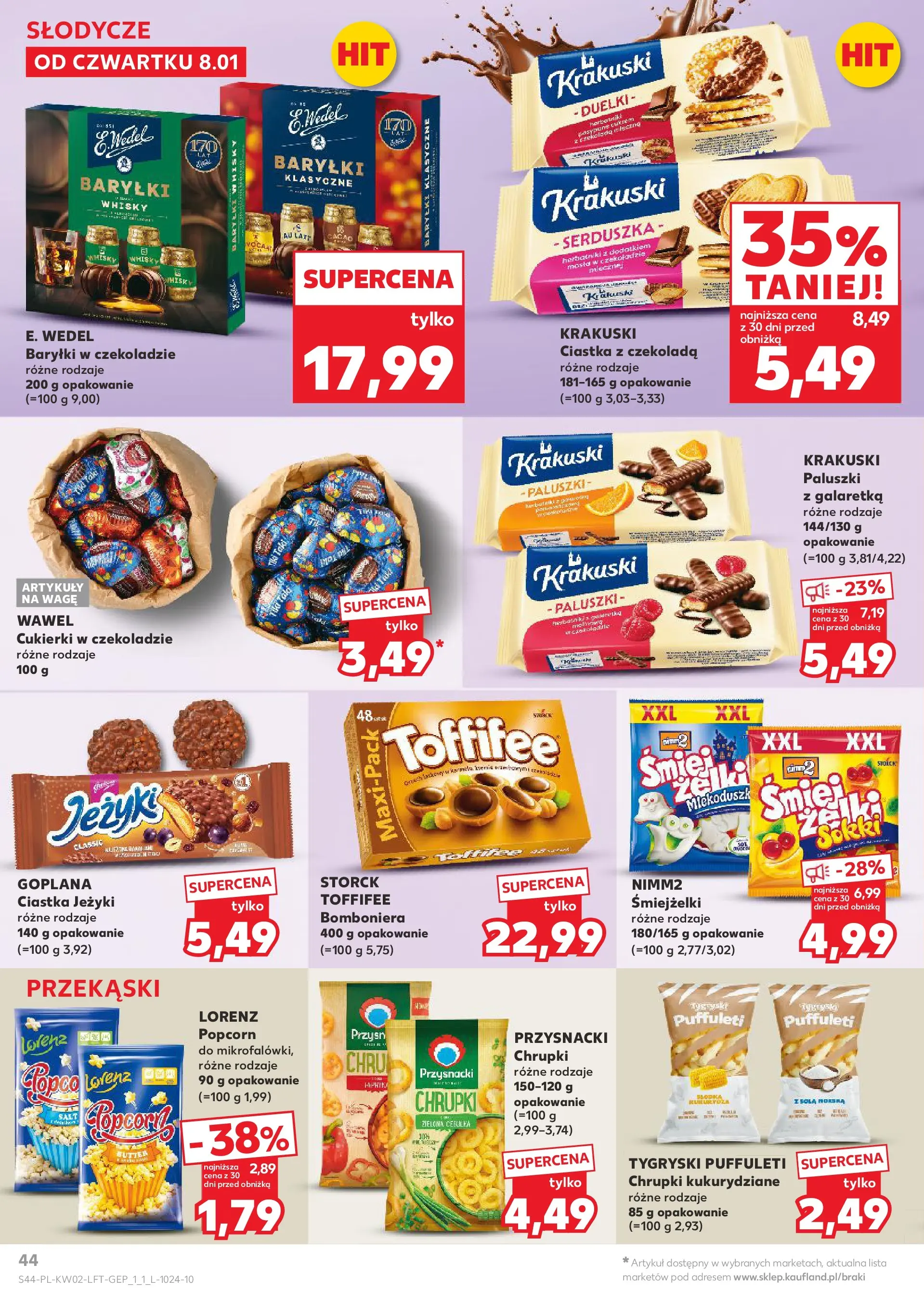 Kaufland gazetka od 08.01.2026 - od jutra PDF | Strona: 44 | Produkty: Galaretka, Cukierki, Ciastka, Whisky