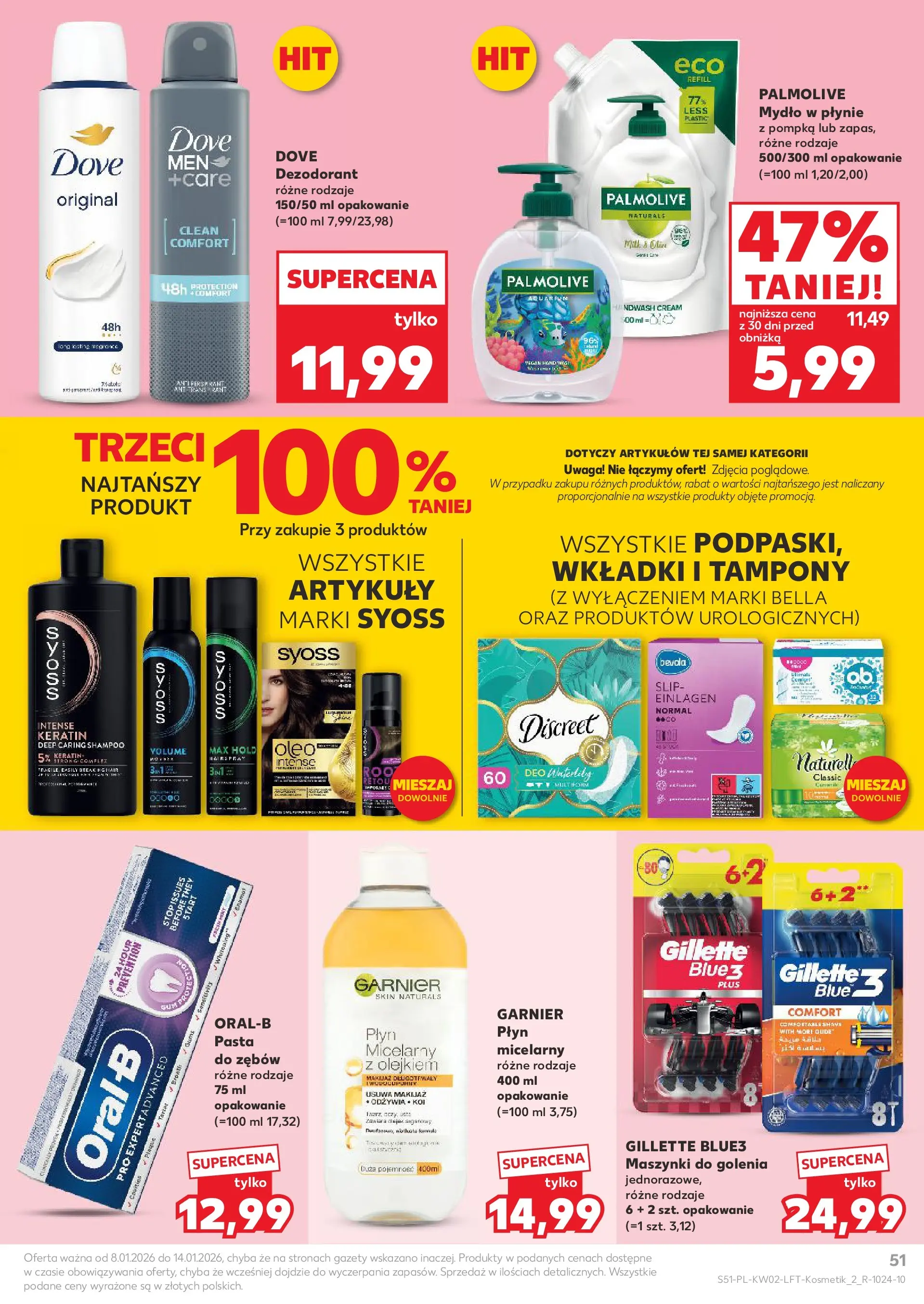 Kaufland gazetka od 08.01.2026 - od jutra PDF | Strona: 51 | Produkty: Mydło w płynie, Maszynki do golenia, Makijaż, Dezodorant