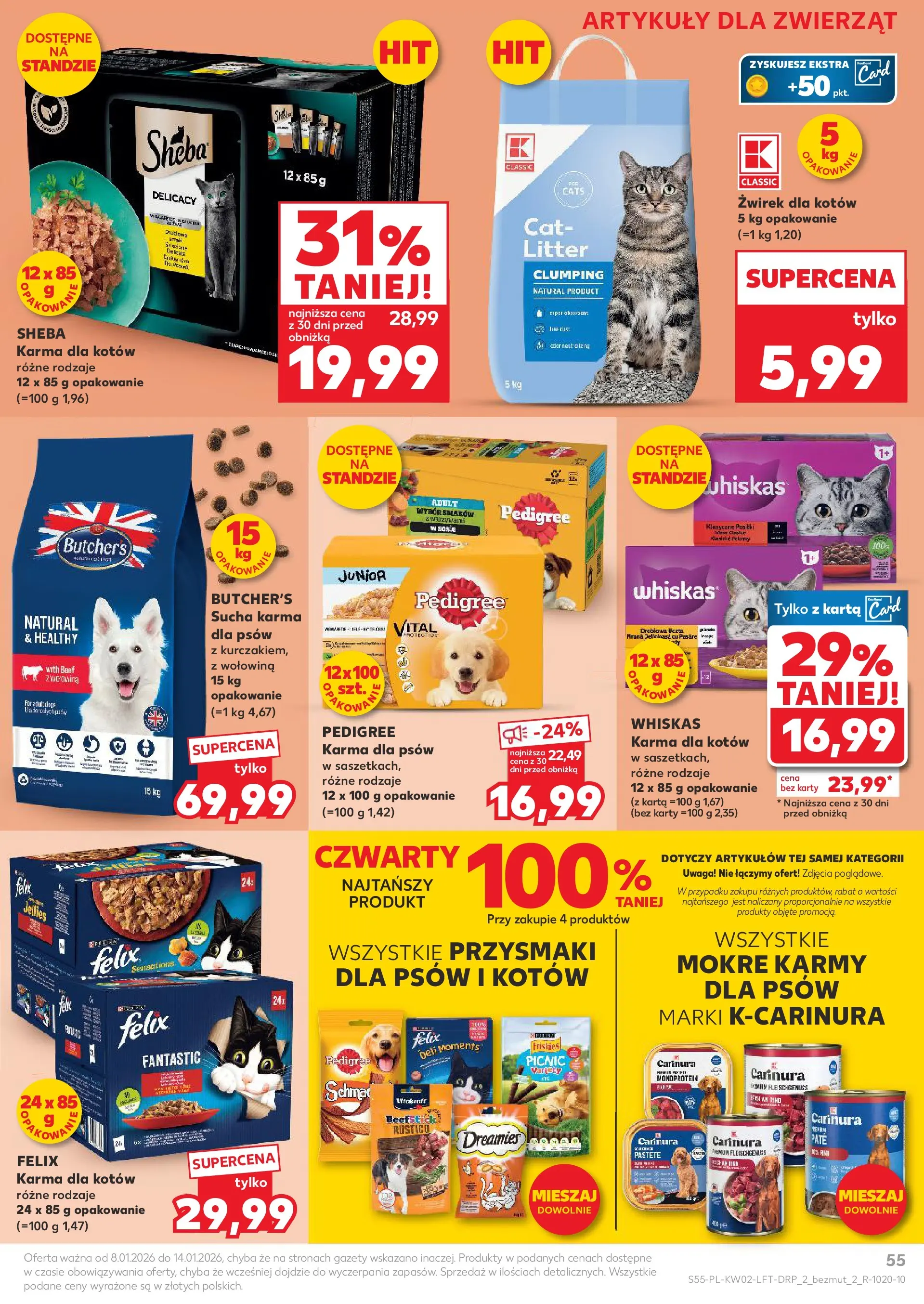 Kaufland gazetka od 08.01.2026 - od jutra PDF | Strona: 55 | Produkty: Pedigree, Karma dla kotów, Wołowina, Karma dla psów