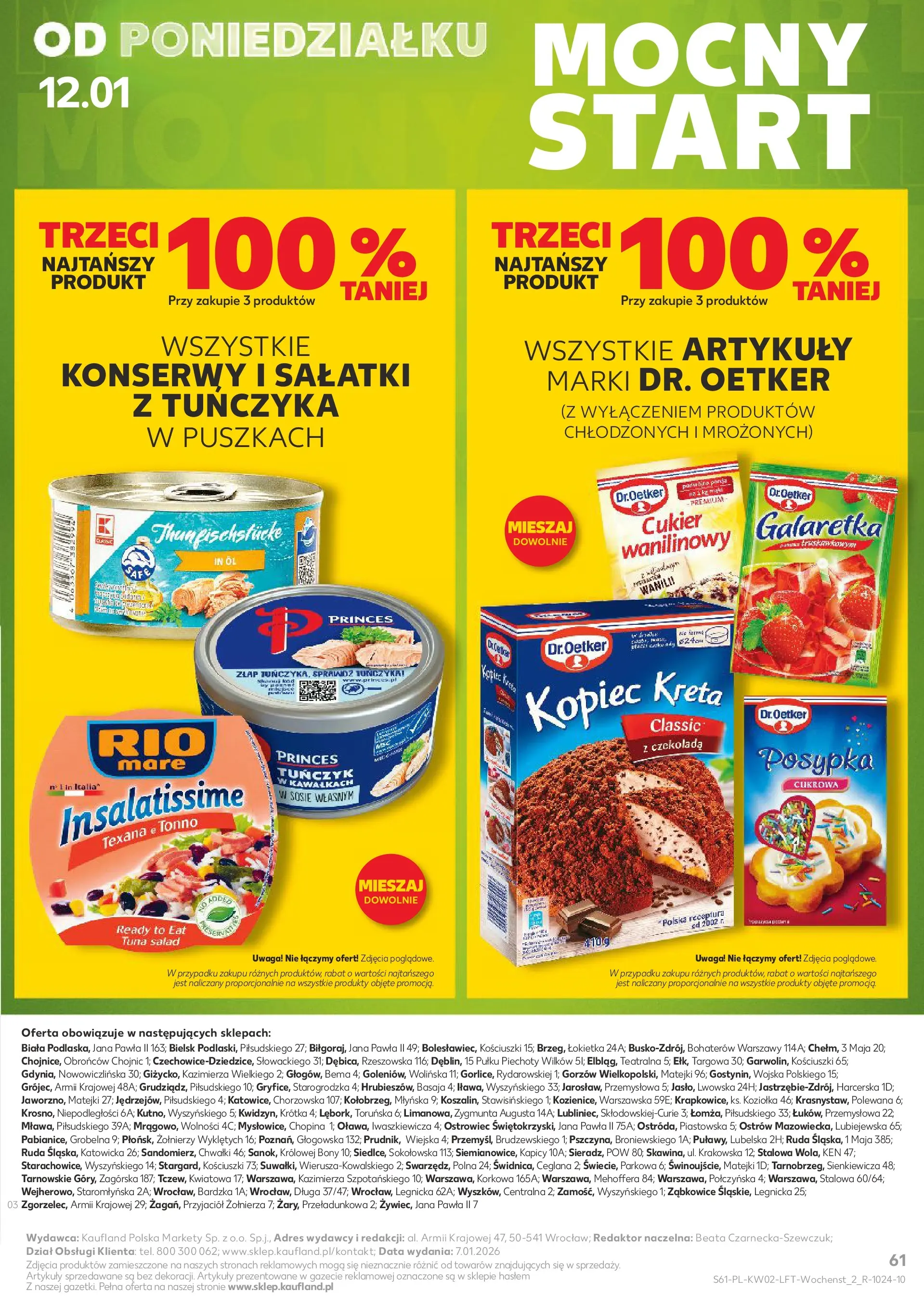 Kaufland gazetka od 08.01.2026 - od jutra PDF | Strona: 61 | Produkty: Galaretka, Tuńczyk, Czekolada, Cukier